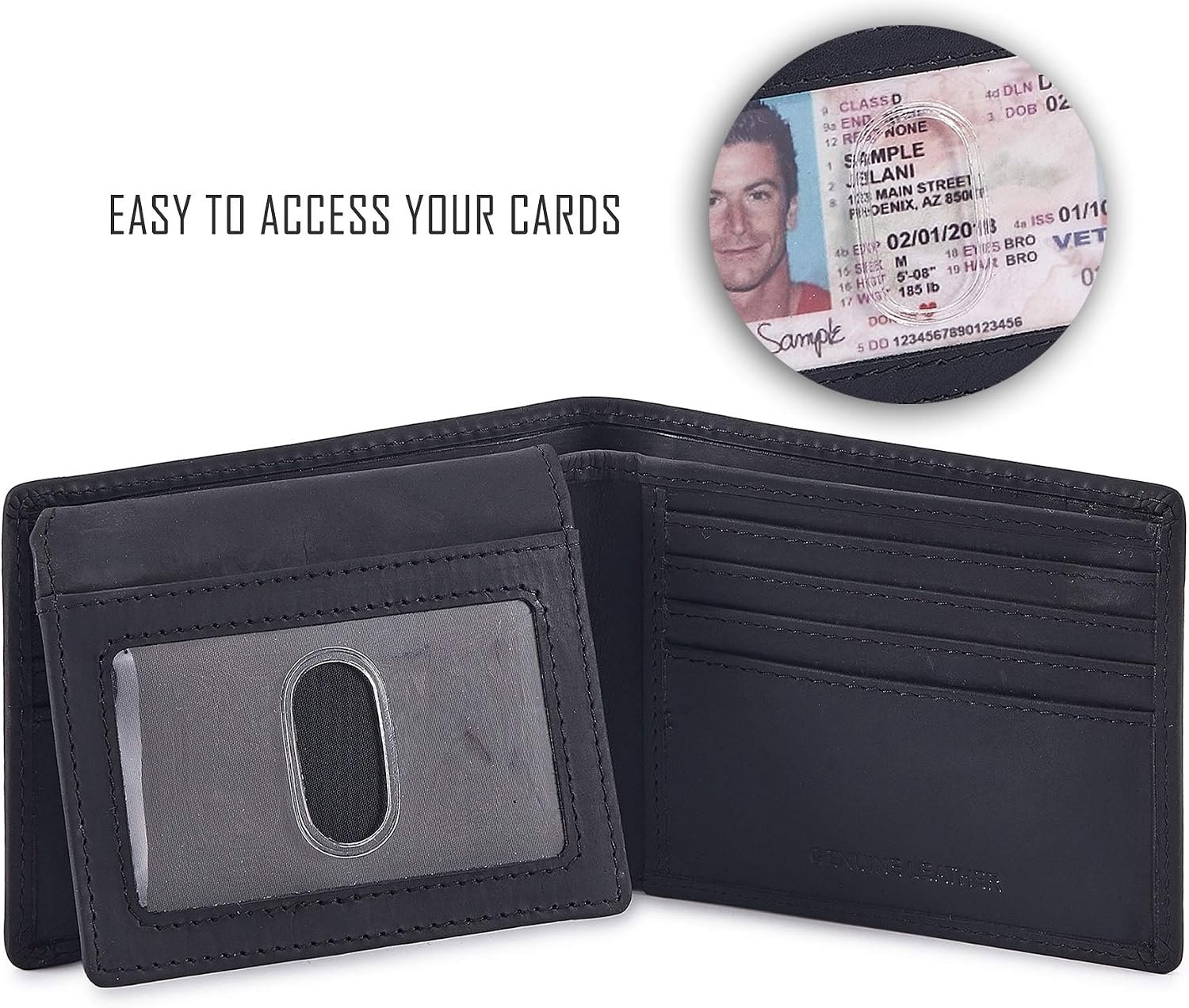 BILLETERA PARA HOMBRE COCHOA CRAZY HORSE NEGRA CON BLOQUEO RFID - 2