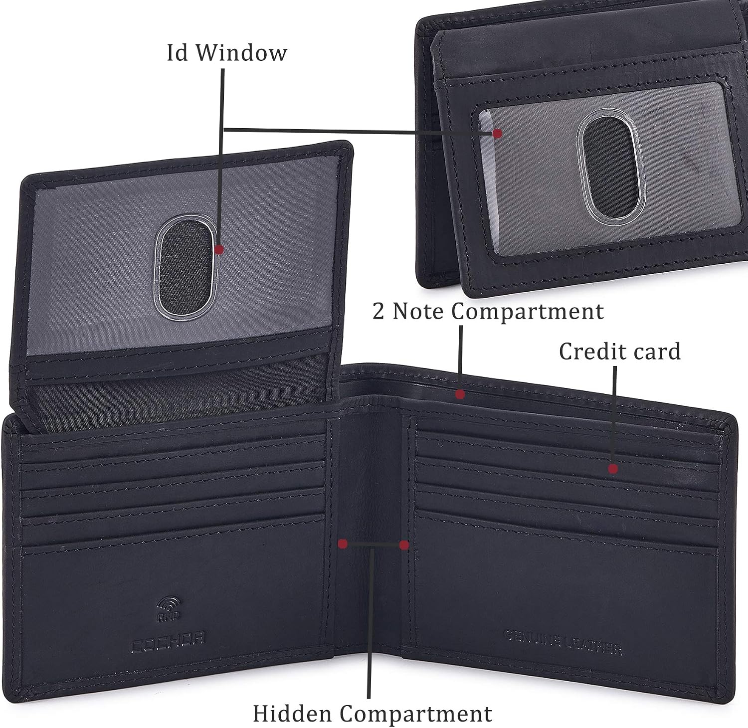 BILLETERA PARA HOMBRE COCHOA CRAZY HORSE NEGRA CON BLOQUEO RFID - 4