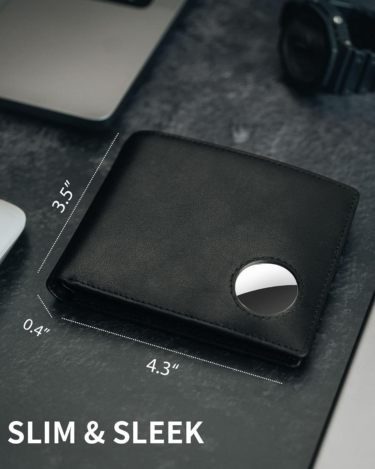 BILLETERA PARA HOMBRE SEROVI DE CUERO GENUINO CON PORTA AIRTAG Y BLOQUEO RFID - 5