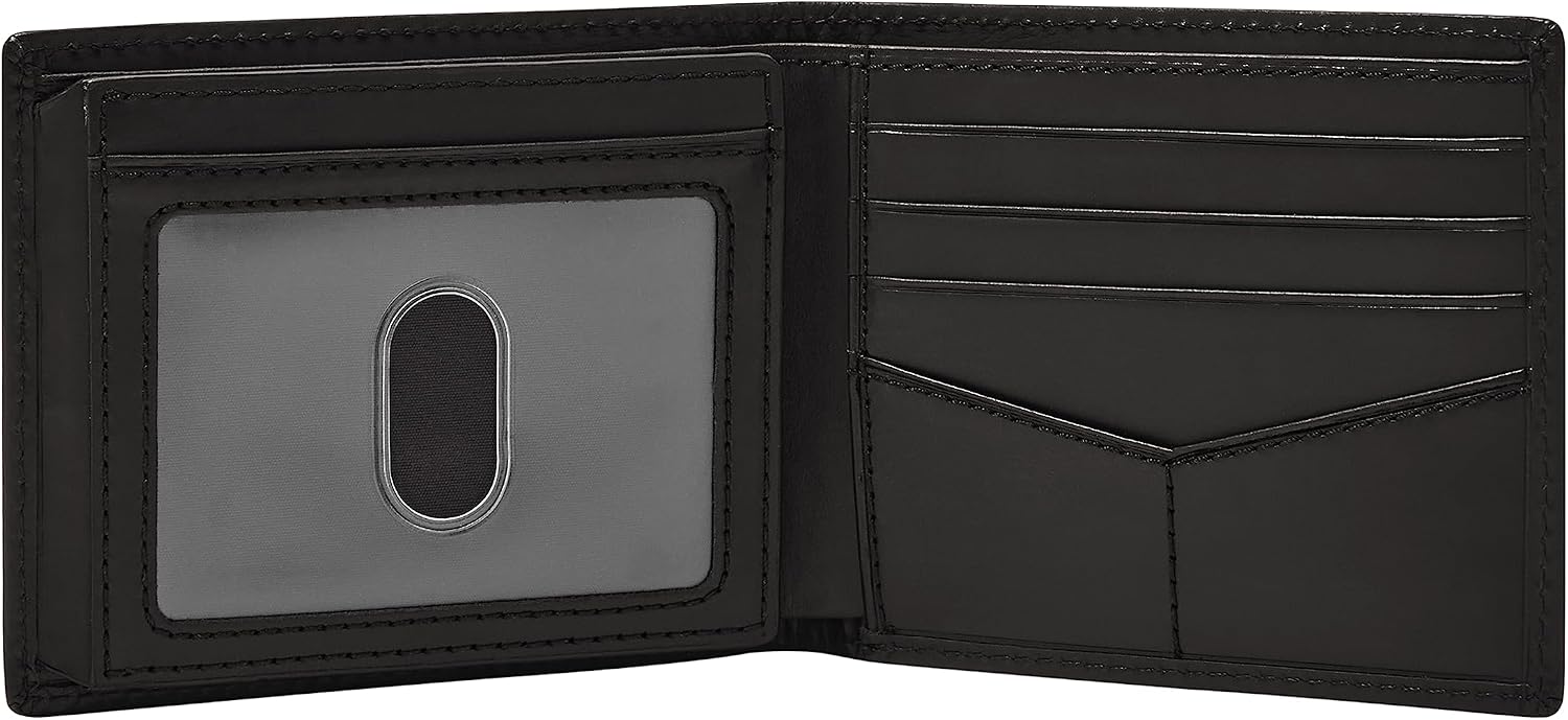 BILLETERA PARA HOMBRE FOSSIL DERRICK DE CUERO CON BLOQUEO RFID BIFOLD CON FLIP ID NEGRO - 2