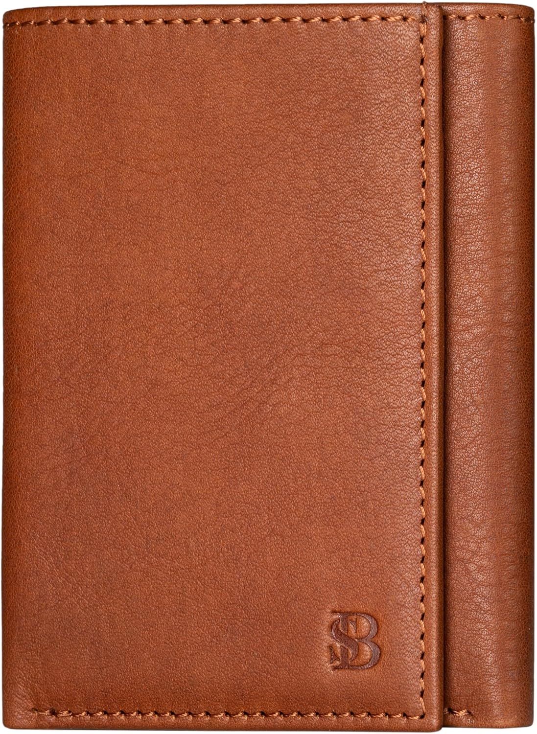 BILLETERA TRIFOLD PARA HOMBRE SERMAN BRANDS CUERO FULL GRAIN CON BLOQUEO RFID 11 RANURAS PARA TARJETAS Y VENTANA ID - 1