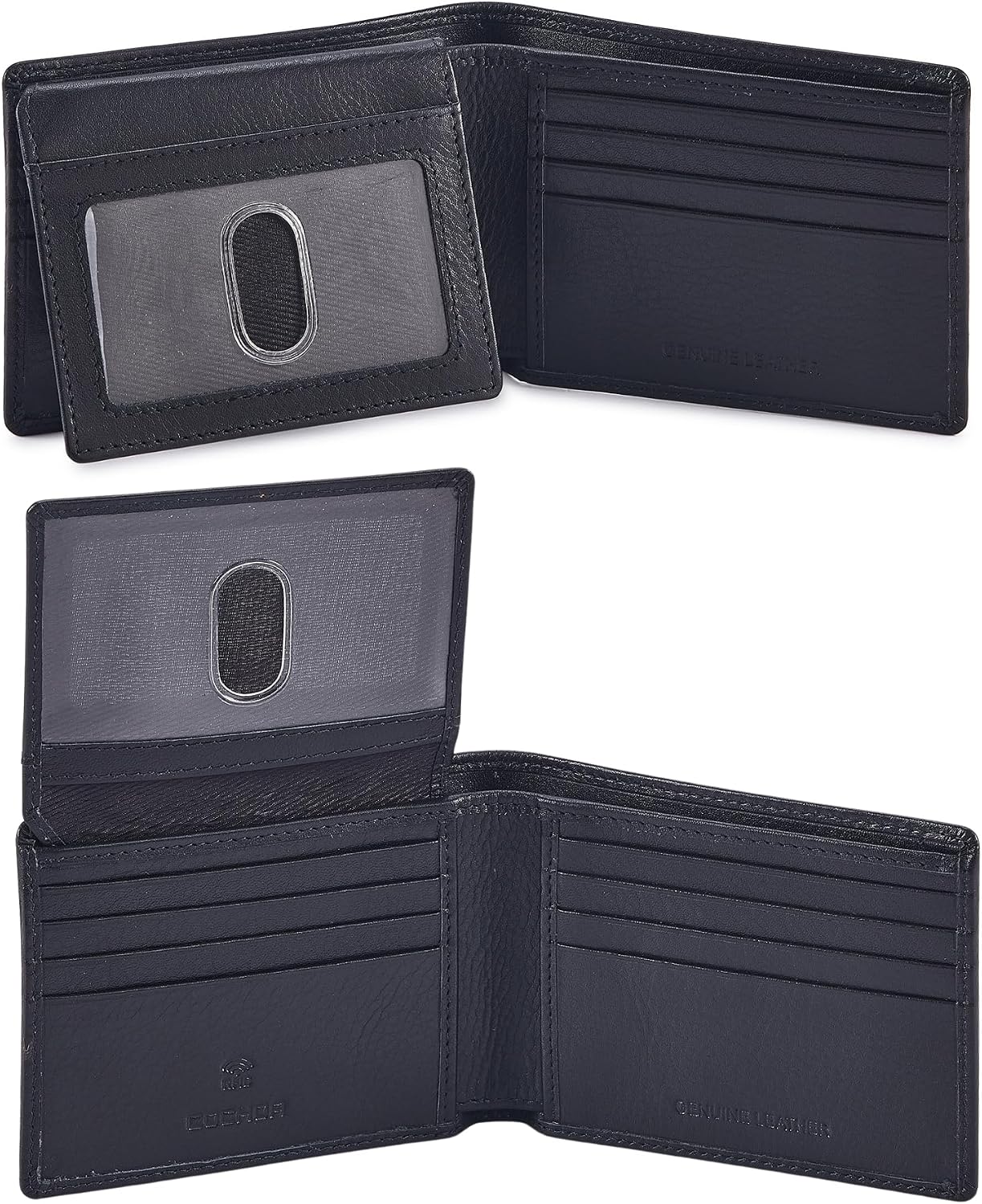 BILLETERA PARA HOMBRE COCHOA SLIM RFID BLOQUEO CUERO NAPA NEGRA - 1