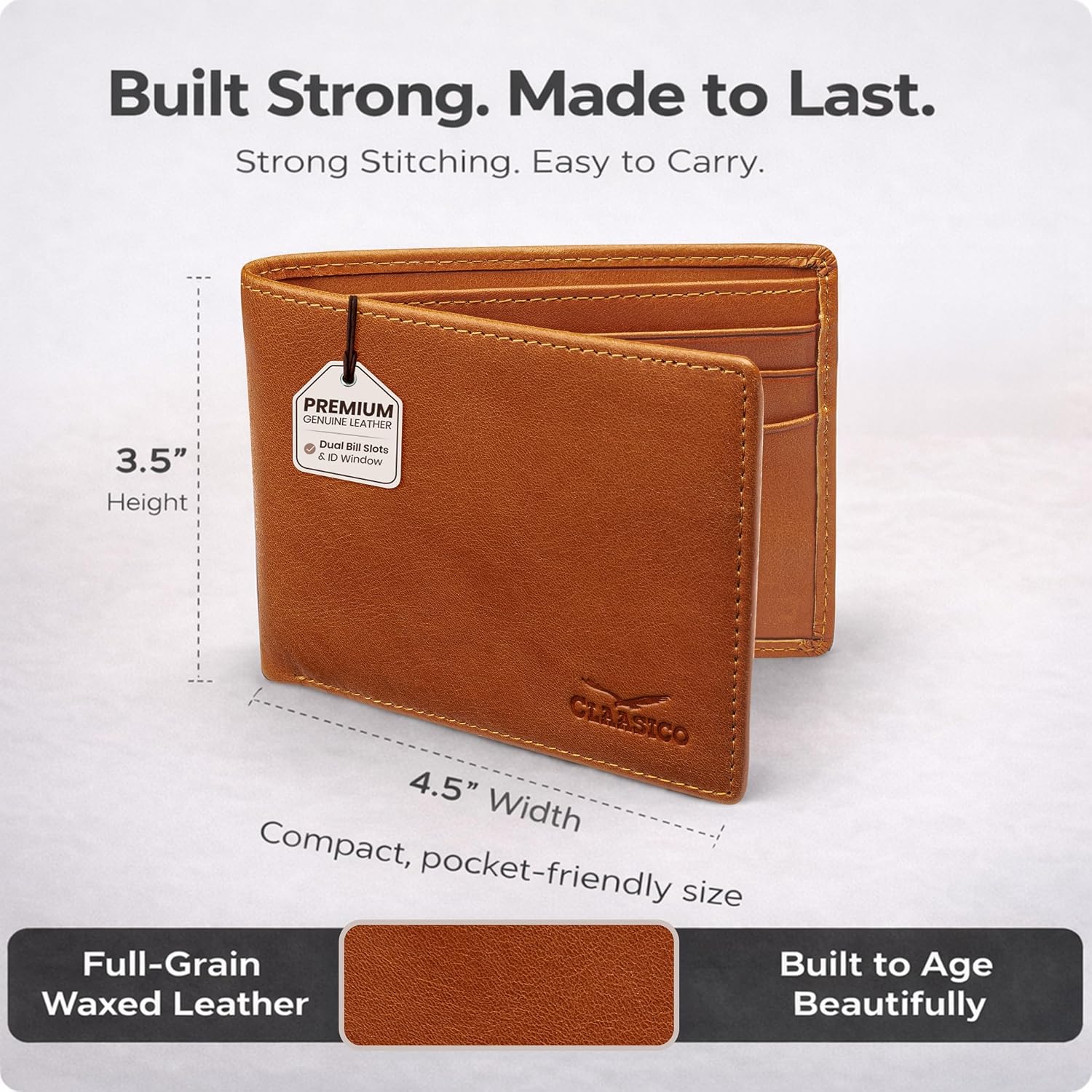 BILLETERA DE CUERO PARA HOMBRE CLAASICO CON BLOQUEO RFID Y VENTANA PARA IDENTIFICACIÓN - 3