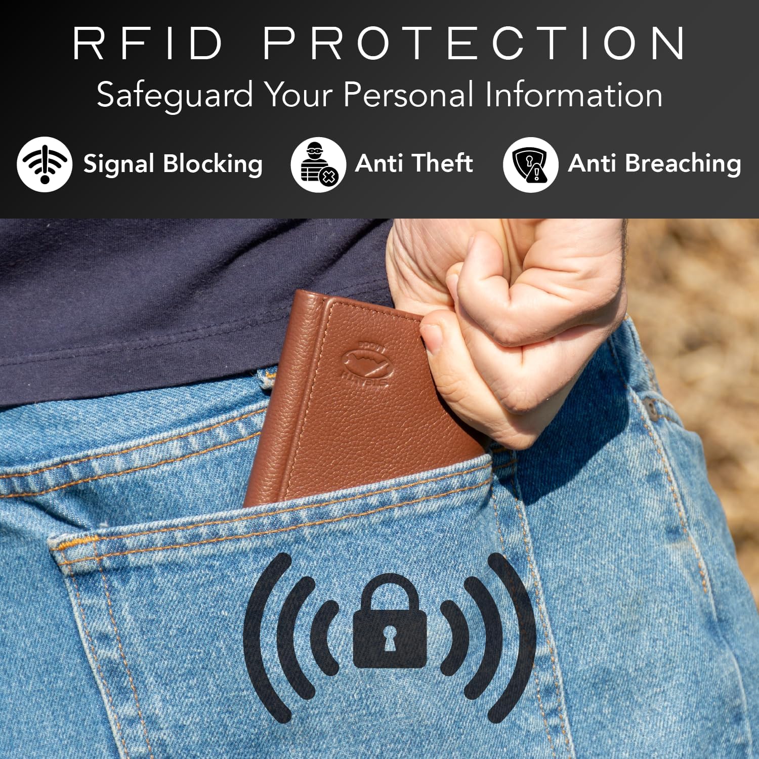 BILLETERA TRIFOLD DE CUERO STEALTH MODE PARA HOMBRE CON BLOQUEO RFID - 4
