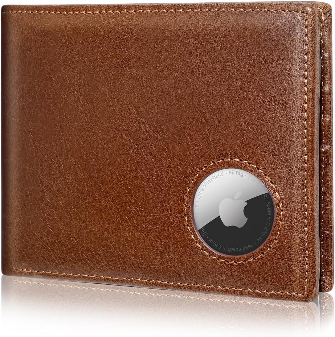 BILLETERA PARA HOMBRE SEROVI CON PORTA AIRTAG DE CUERO GENUINO CAFÉ - 1