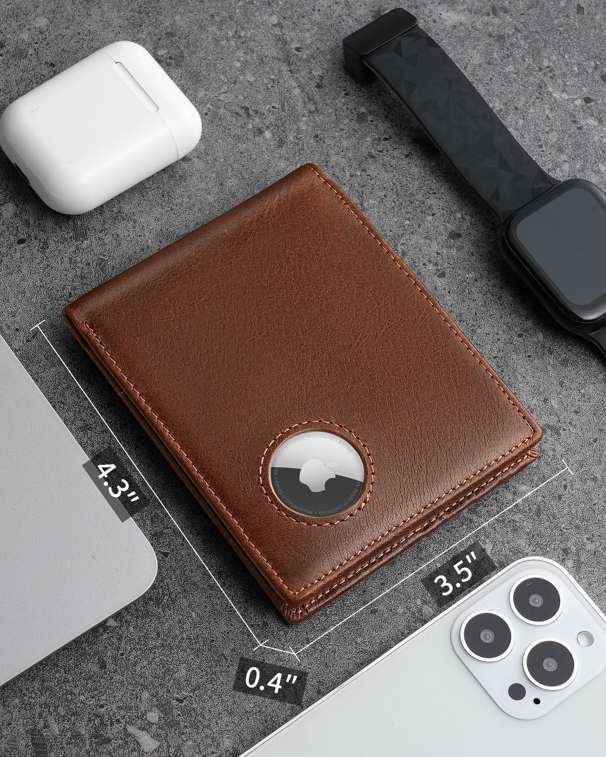BILLETERA PARA HOMBRE SEROVI CON PORTA AIRTAG DE CUERO GENUINO CAFÉ - 4