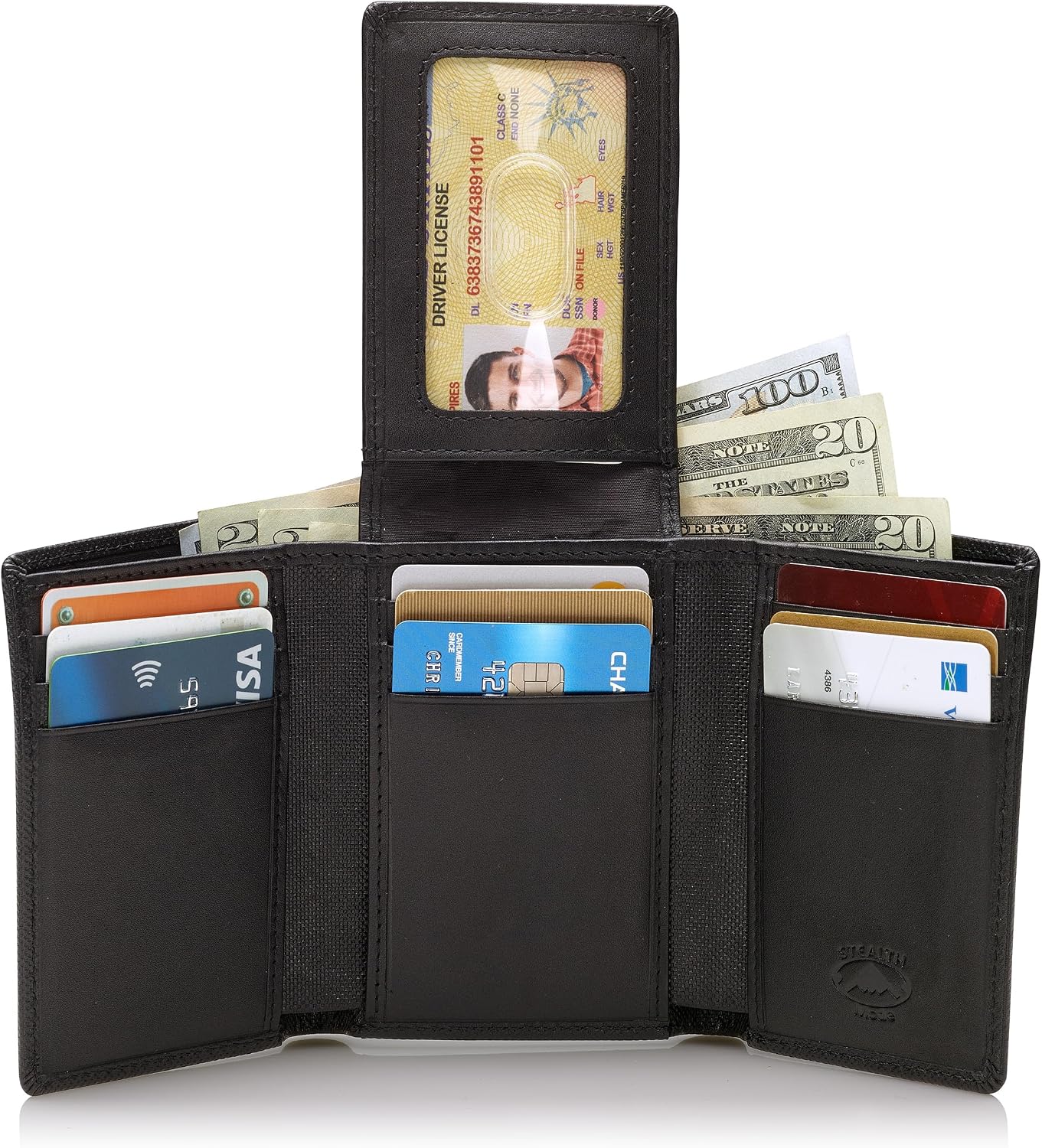 BILLETERA TRIFOLD DE CUERO PARA HOMBRE STEALTH MODE CON BLOQUEO RFID - 2