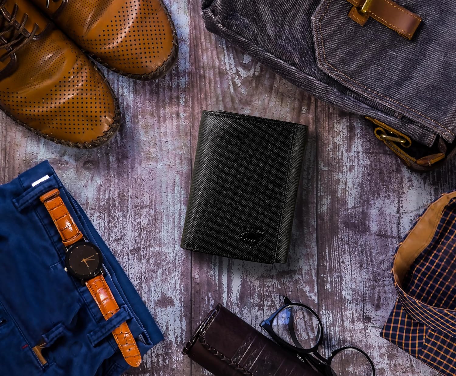 BILLETERA TRIFOLD DE CUERO PARA HOMBRE STEALTH MODE CON BLOQUEO RFID - 3