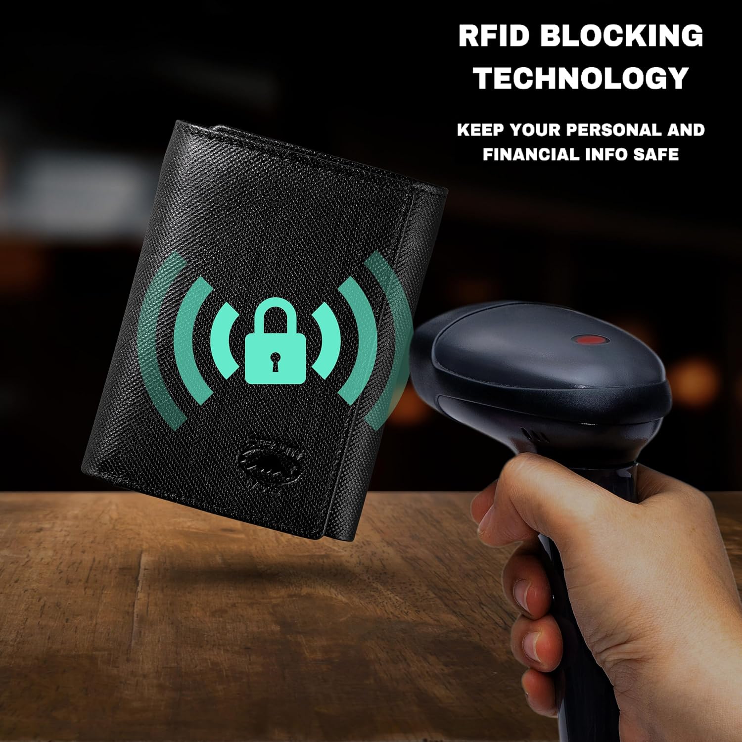 BILLETERA TRIFOLD DE CUERO PARA HOMBRE STEALTH MODE CON BLOQUEO RFID - 5