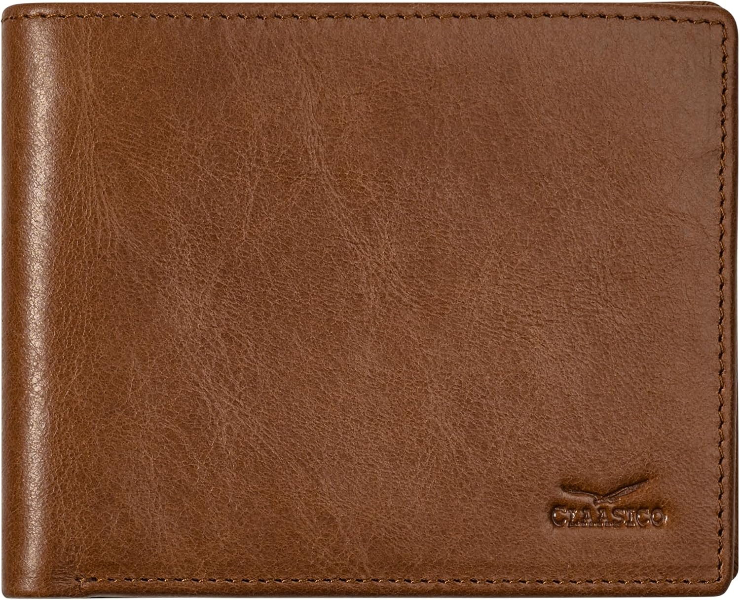 BILLETERA DE CUERO PARA HOMBRE CLAASICO BIFOLD CON BLOQUEO RFID Y VENTANA PARA ID - 4
