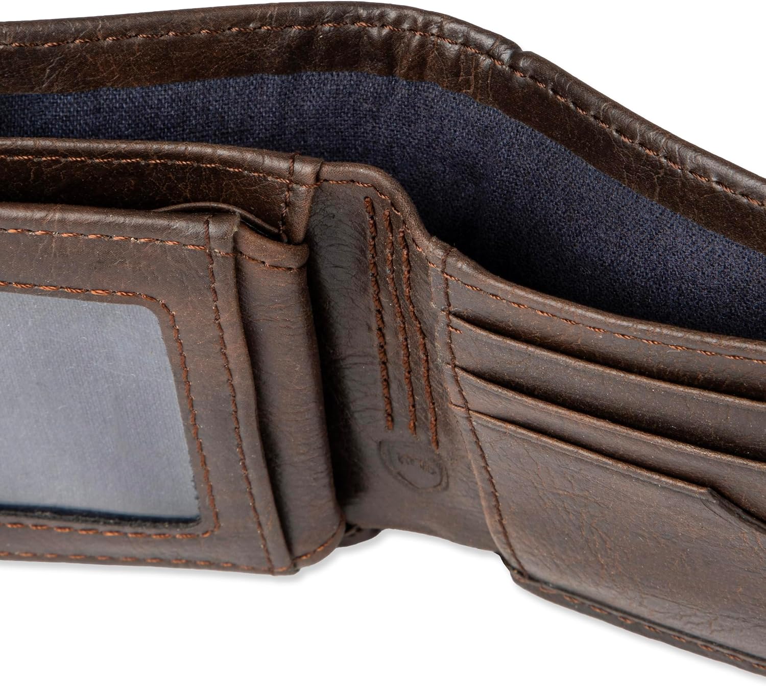 BILLETERA SLIM BIFOLD PARA HOMBRE COLUMBIA CON VENTANA PARA ID MARRÓN - 5