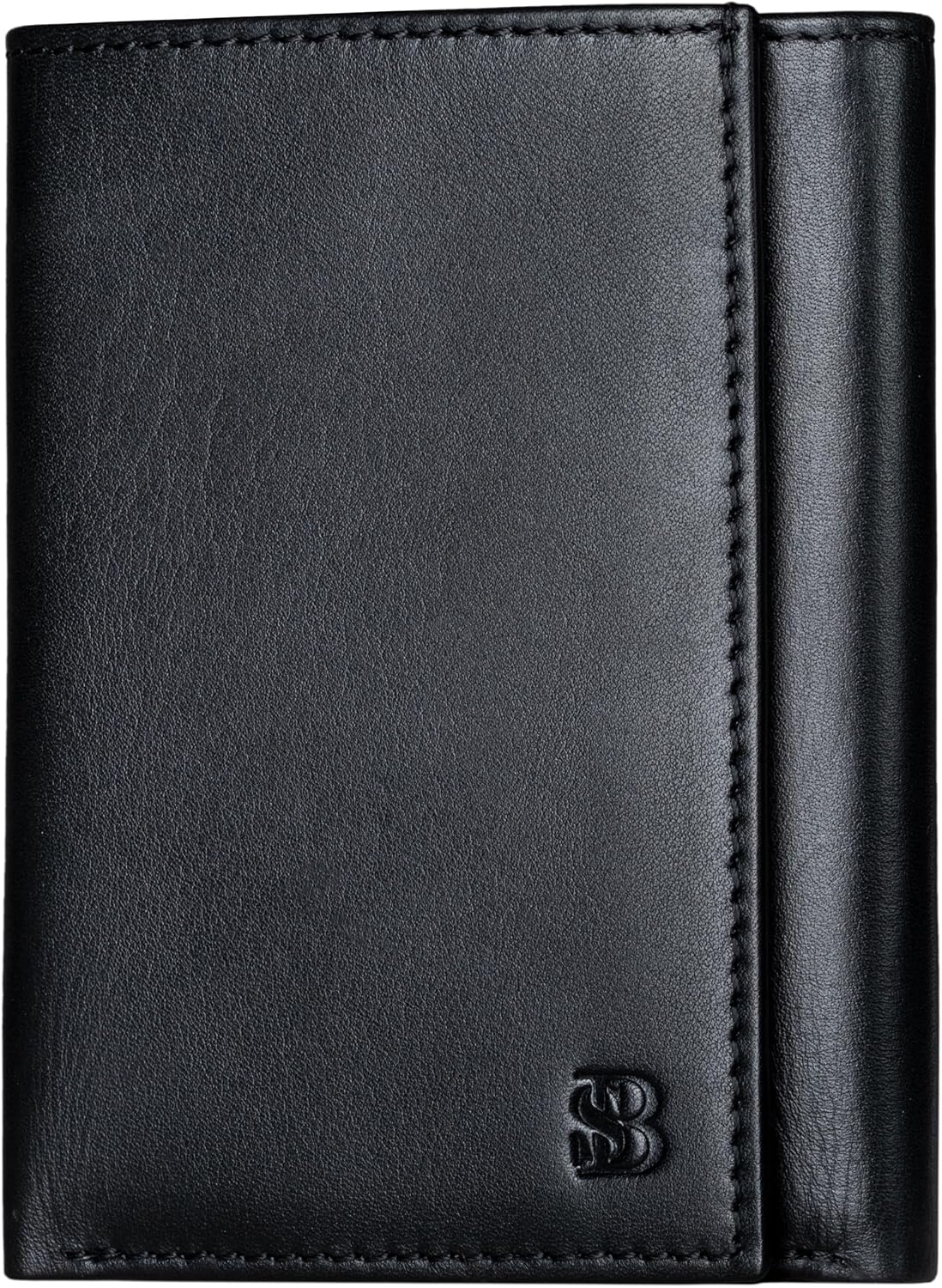 BILLETERA TRIFOLD PARA HOMBRE SERMAN BRANDS CUERO GENUINO CON BLOQUEO RFID 11 RANURAS PARA TARJETAS Y VENTANA PARA ID - 1