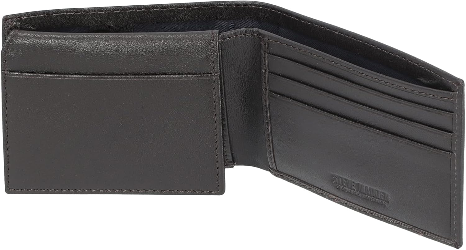 BILLETERA PARA HOMBRE STEVE MADDEN SLIM DE CUERO CON BOLSILLOS EXTRA - 3