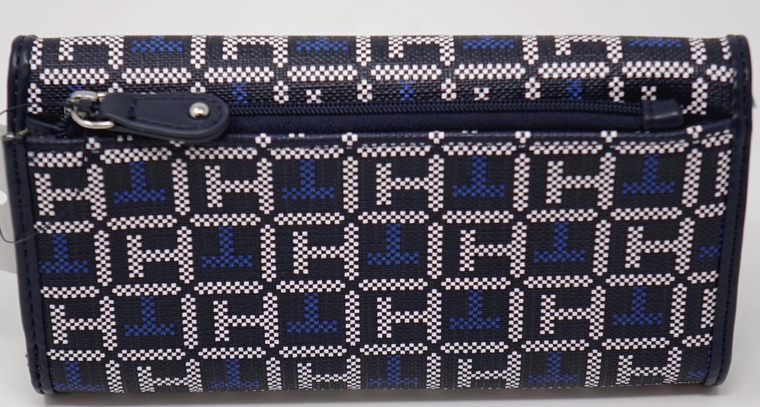 BILLETERA PARA MUJER TOMMY HILFIGER TH LOGO PRINT AZUL MARINO Y BLANCO - 2