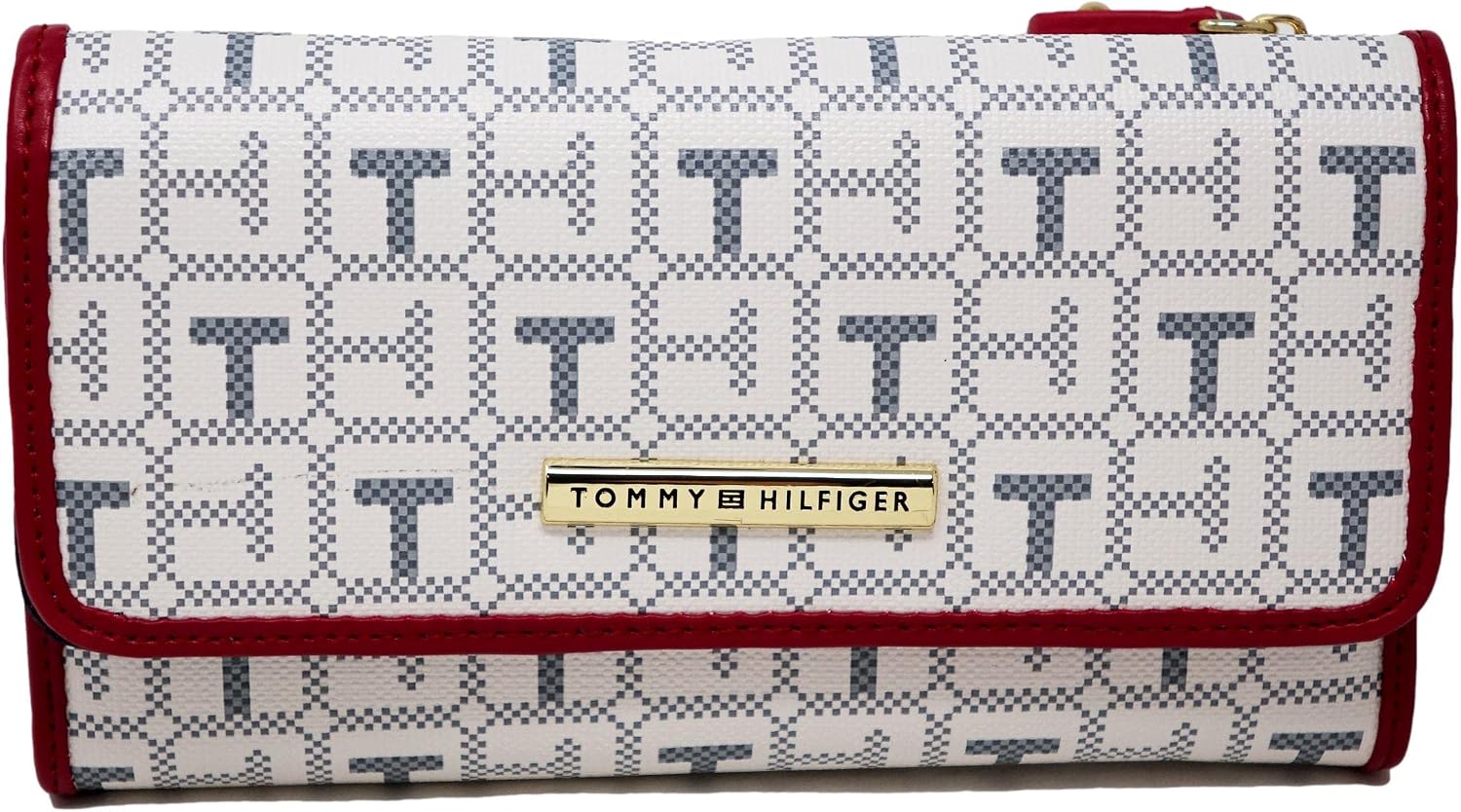 BILLETERA PARA MUJER TOMMY HILFIGER TH LOGO PRINT AZUL MARINO Y BLANCO - 4