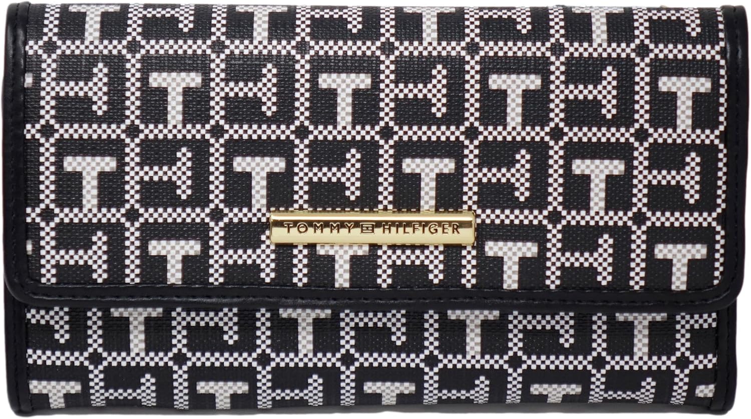 BILLETERA PARA MUJER TOMMY HILFIGER TH LOGO PRINT AZUL MARINO Y BLANCO - 5