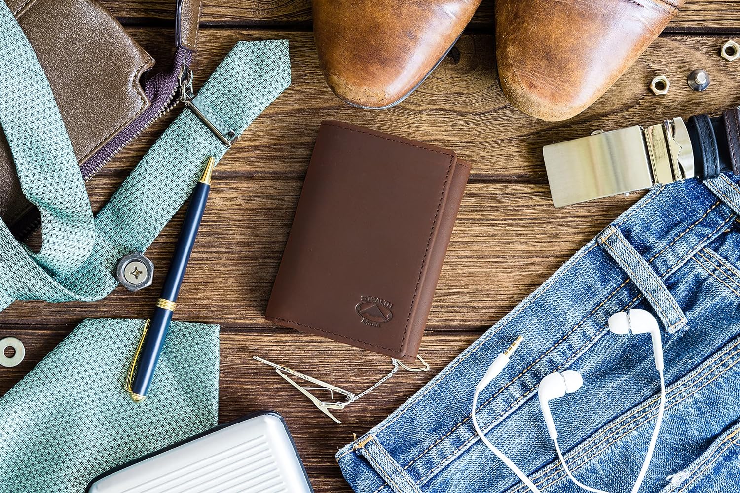 BILLETERA TRIFOLD DE CUERO STEALTH MODE PARA HOMBRE CON BLOQUEO RFID - 4