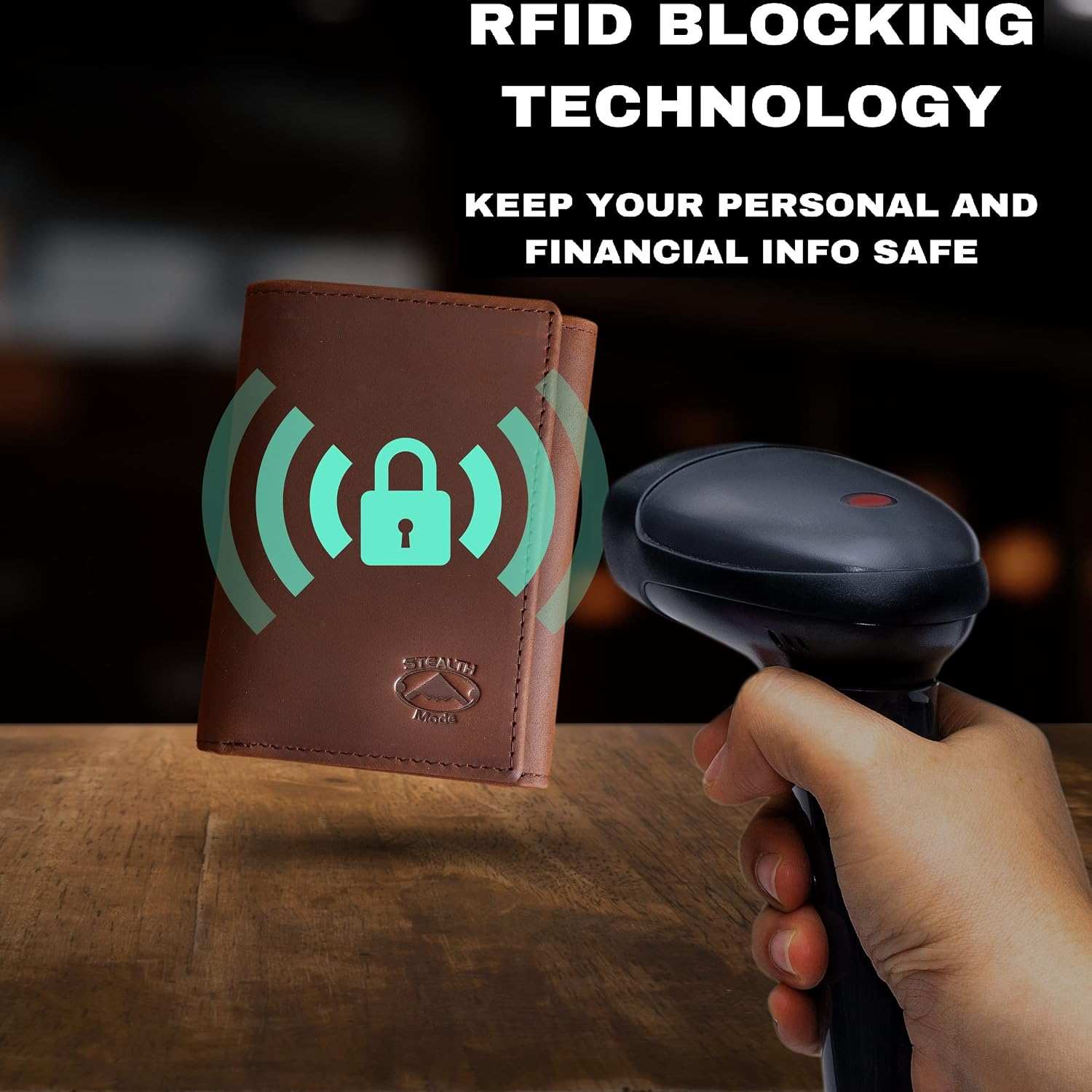 BILLETERA TRIFOLD DE CUERO STEALTH MODE PARA HOMBRE CON BLOQUEO RFID - 5