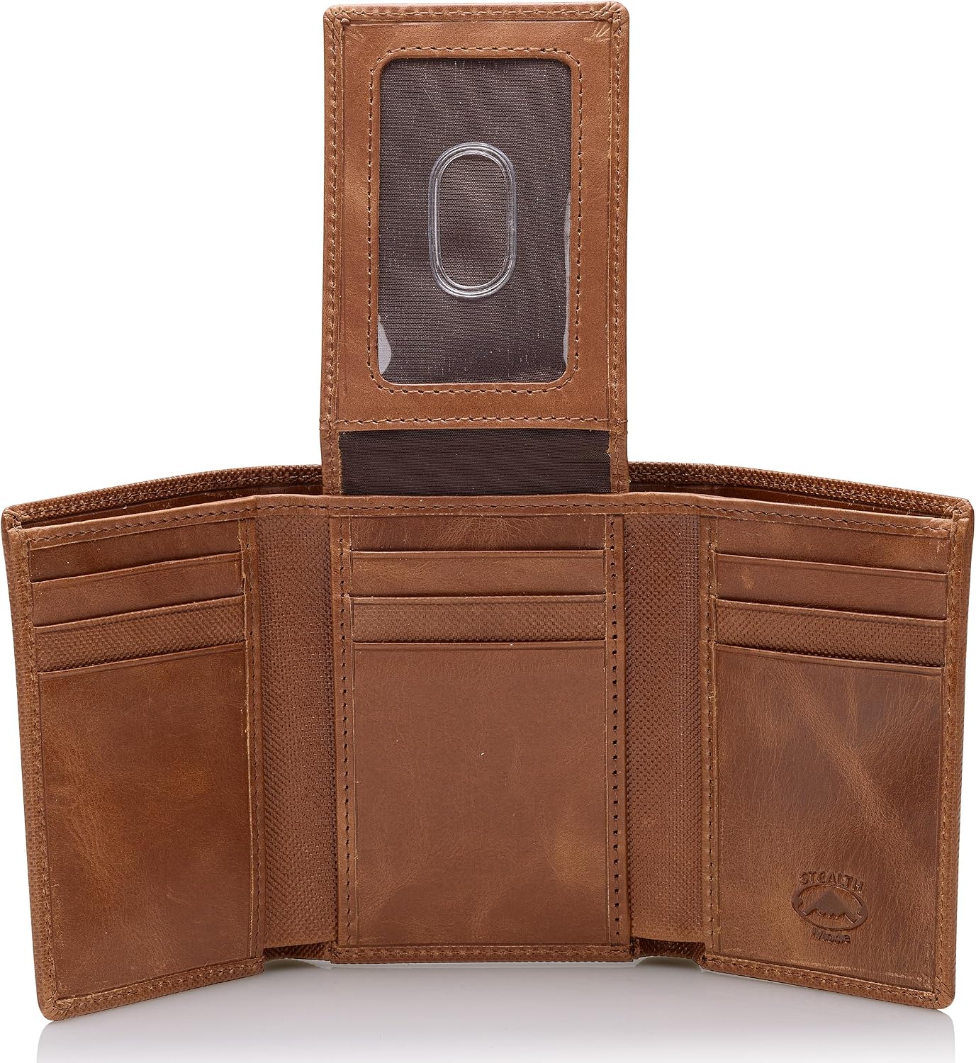 BILLETERA TRIFOLD DE CUERO STEALTH MODE PARA HOMBRE CON BLOQUEO RFID - 1