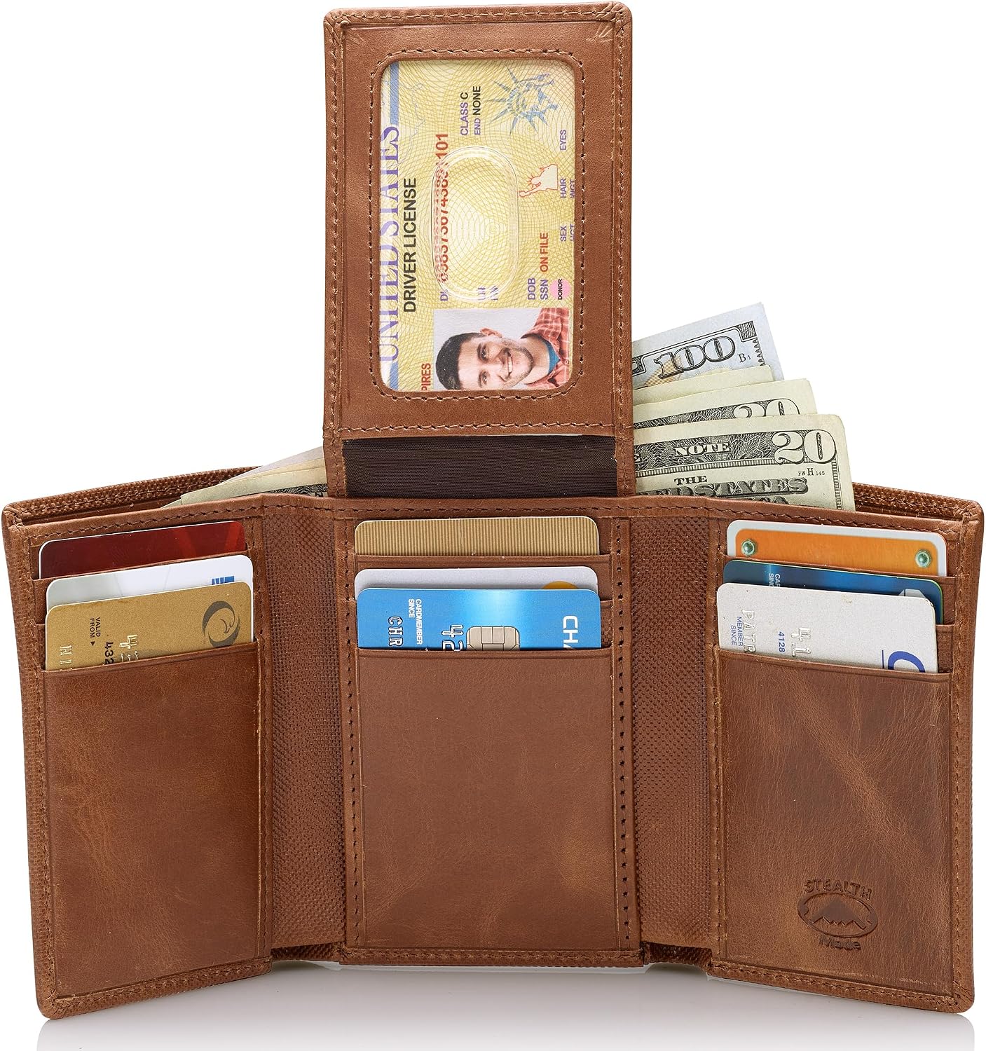 BILLETERA TRIFOLD DE CUERO STEALTH MODE PARA HOMBRE CON BLOQUEO RFID - 2