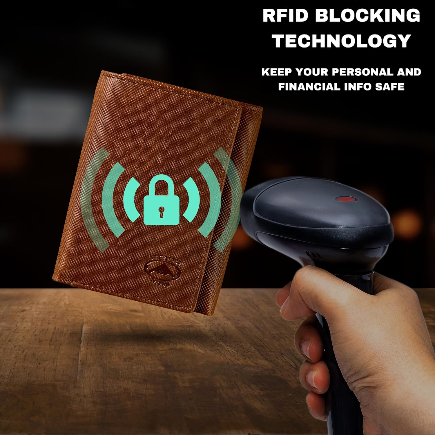 BILLETERA TRIFOLD DE CUERO STEALTH MODE PARA HOMBRE CON BLOQUEO RFID - 5