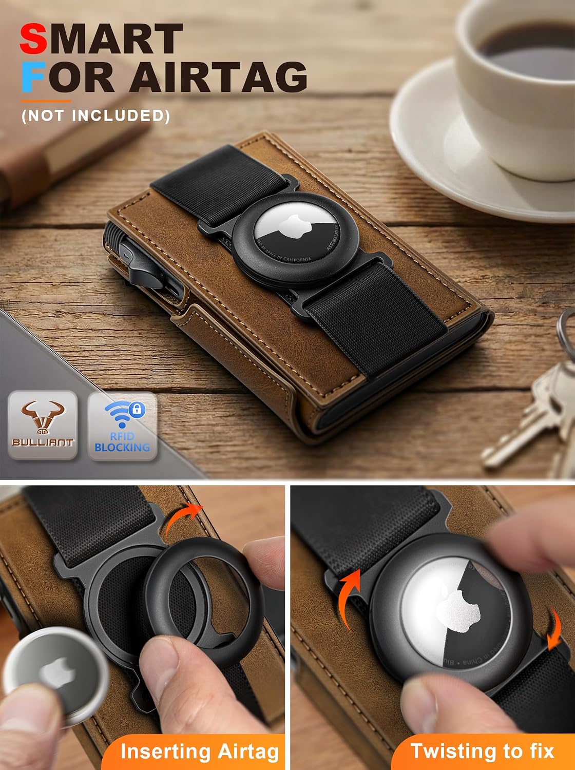 BILLETERA PARA HOMBRE BULLIANT SLIM DE CUERO CON CLIP METÁLICO Y CIERRE MAGNÉTICO - 2