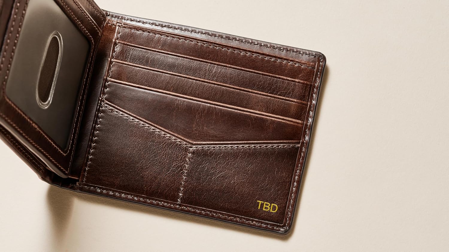 BILLETERA PARA HOMBRE FOSSIL DERRICK DE CUERO CON BLOQUEO RFID BIFOLD CON FLIP ID MARRÓN OSCURO - 5