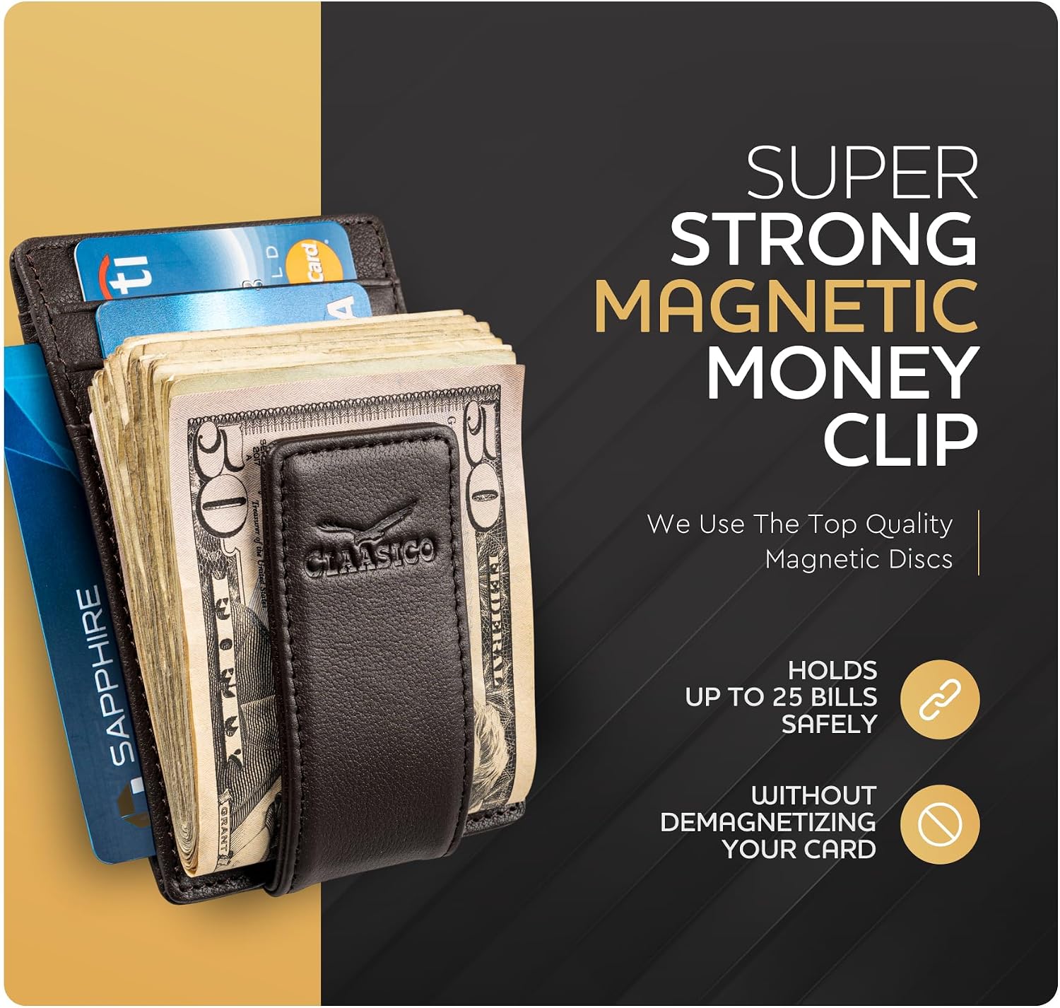 BILLETERA PARA HOMBRE CLAASICO CON CLIP MAGNÉTICO Y BLOQUEO RFID - 3