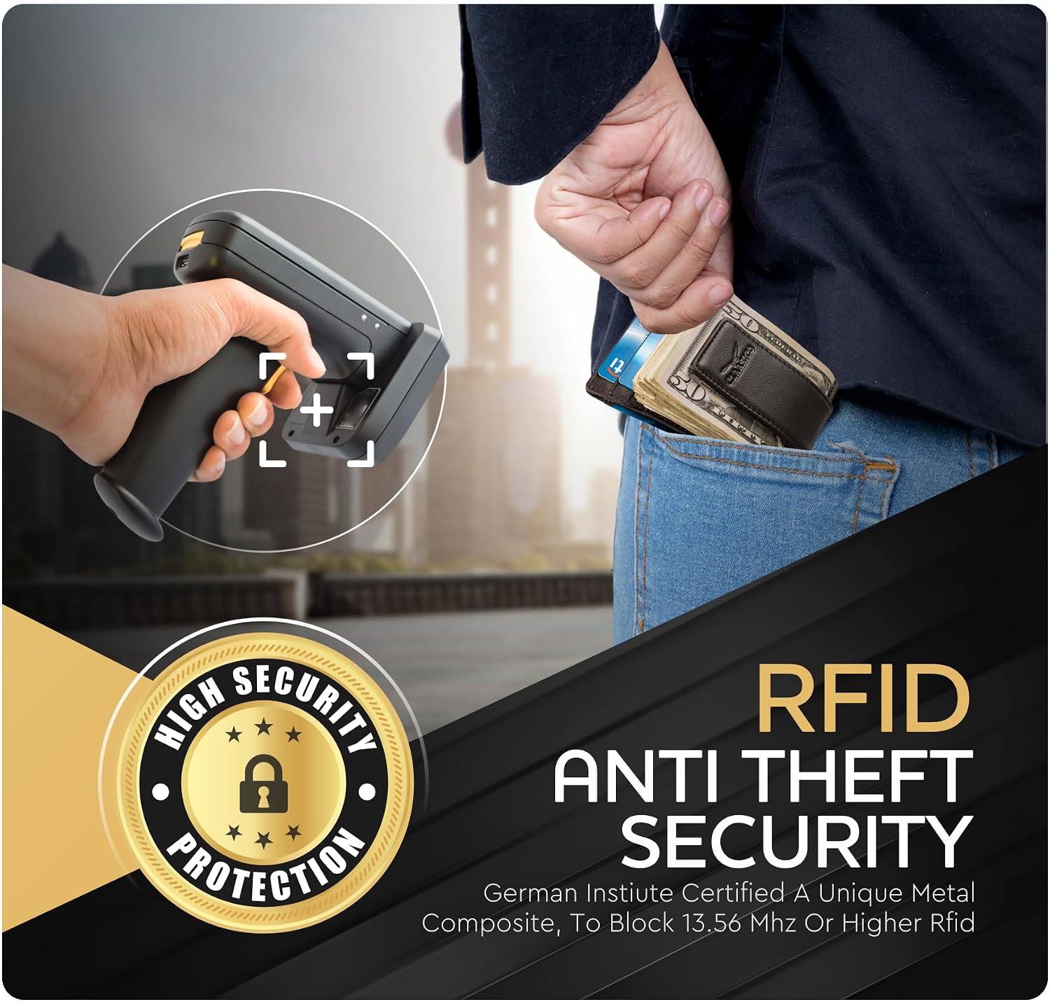 BILLETERA PARA HOMBRE CLAASICO CON CLIP MAGNÉTICO Y BLOQUEO RFID - 5