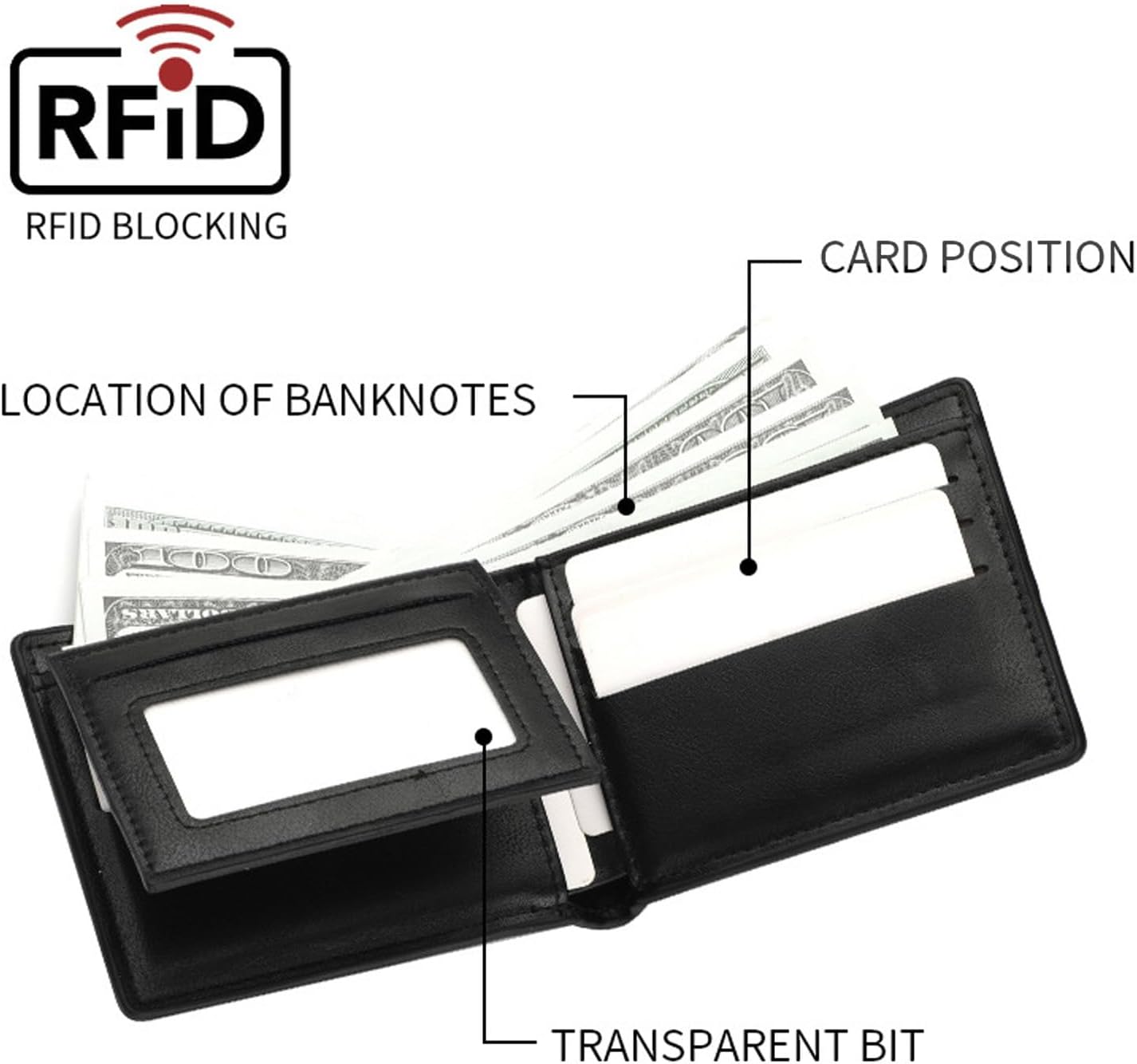 BILLETERA PARA HOMBRE SPDTECH DE CUERO CON BLOQUEO RFID Y VENTANA PARA ID - 2