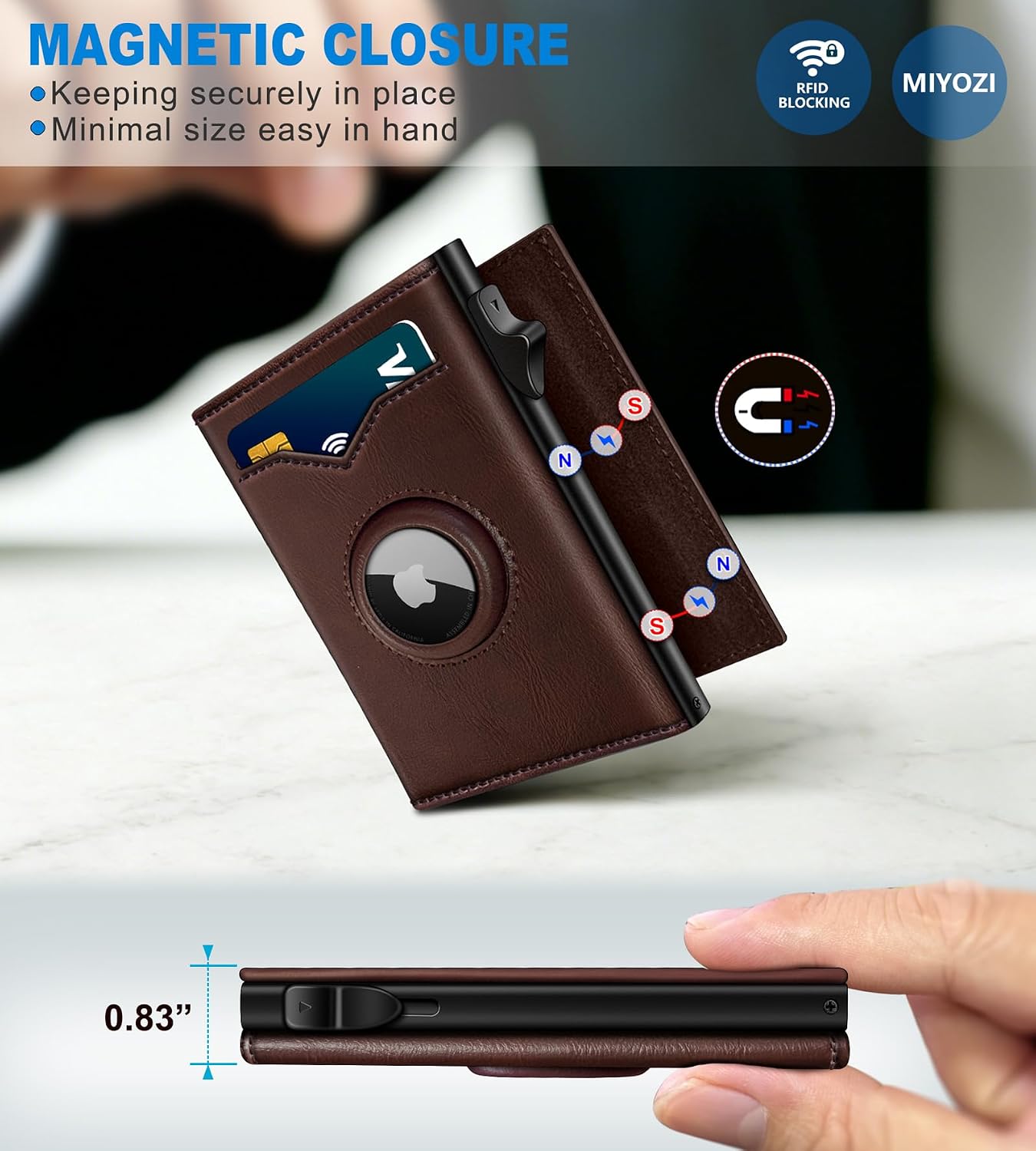BILLETERA PARA HOMBRE MIYOZI CON RANURA PARA AIRTAG Y BLOQUEO RFID - 4