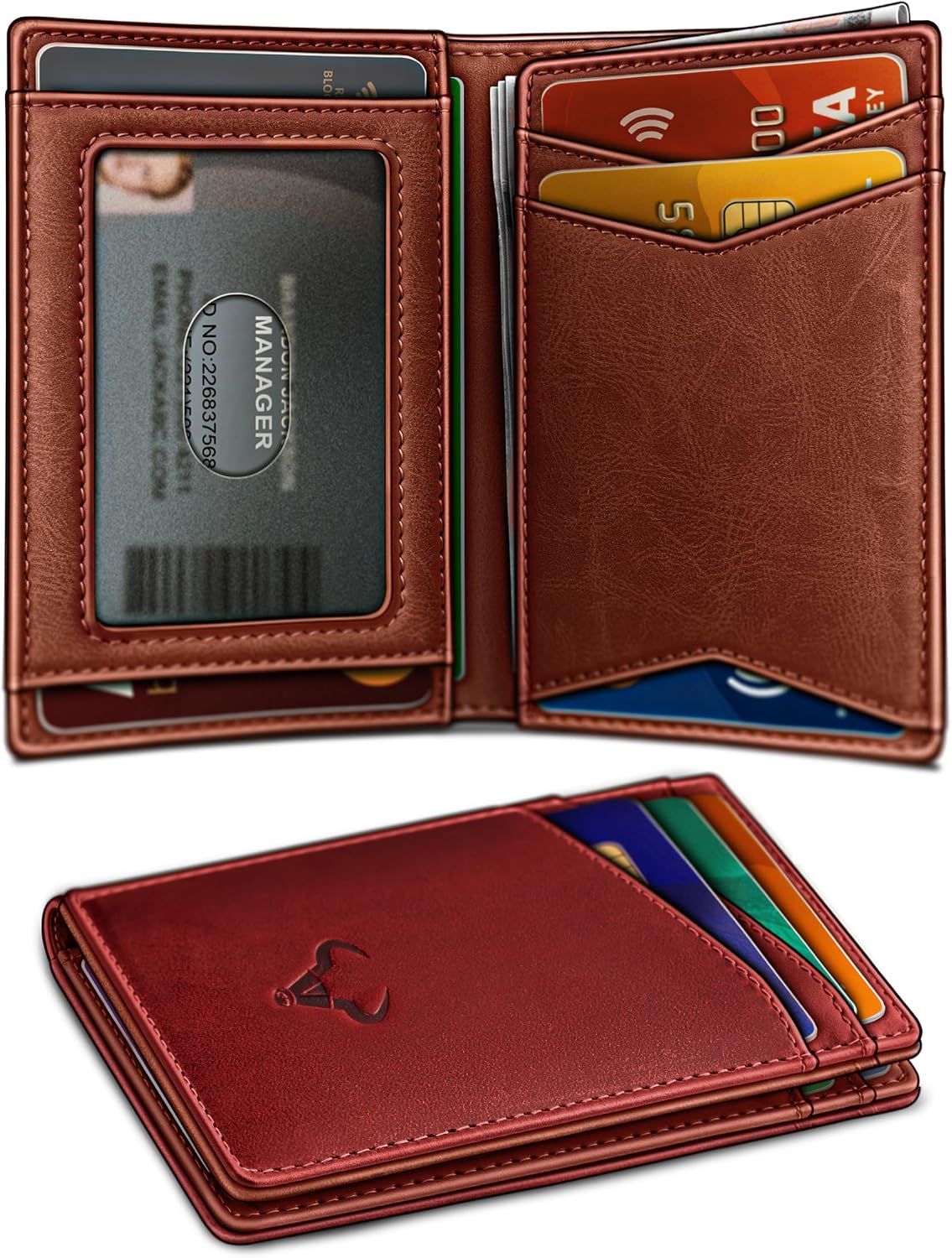 BILLETERA PARA HOMBRE BULLIANT SLIM DE CUERO CON CIERRE MAGNÉTICO Y BLOQUEO RFID PARA 11 TARJETAS - 1