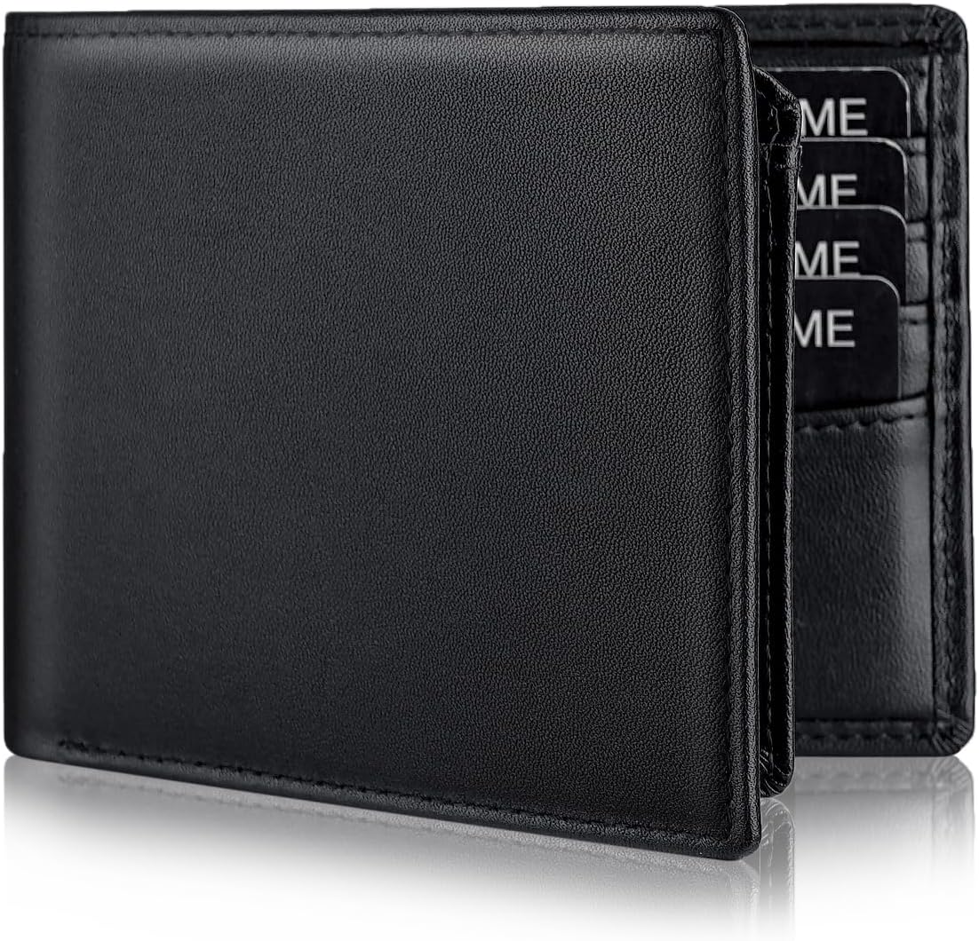 BILLETERA DE CUERO GENUINO PARA HOMBRE SEROVI BIFOLD CON BLOQUEO RFID Y 12 RANURAS PARA TARJETAS - 1