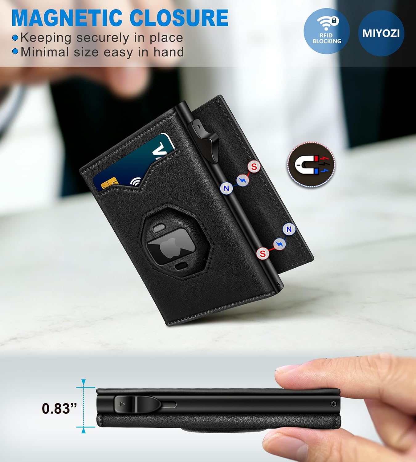 BILLETERA PARA HOMBRE MIYOZI CON BLOQUEO RFID Y SOPORTE PARA AIRTAG - 3