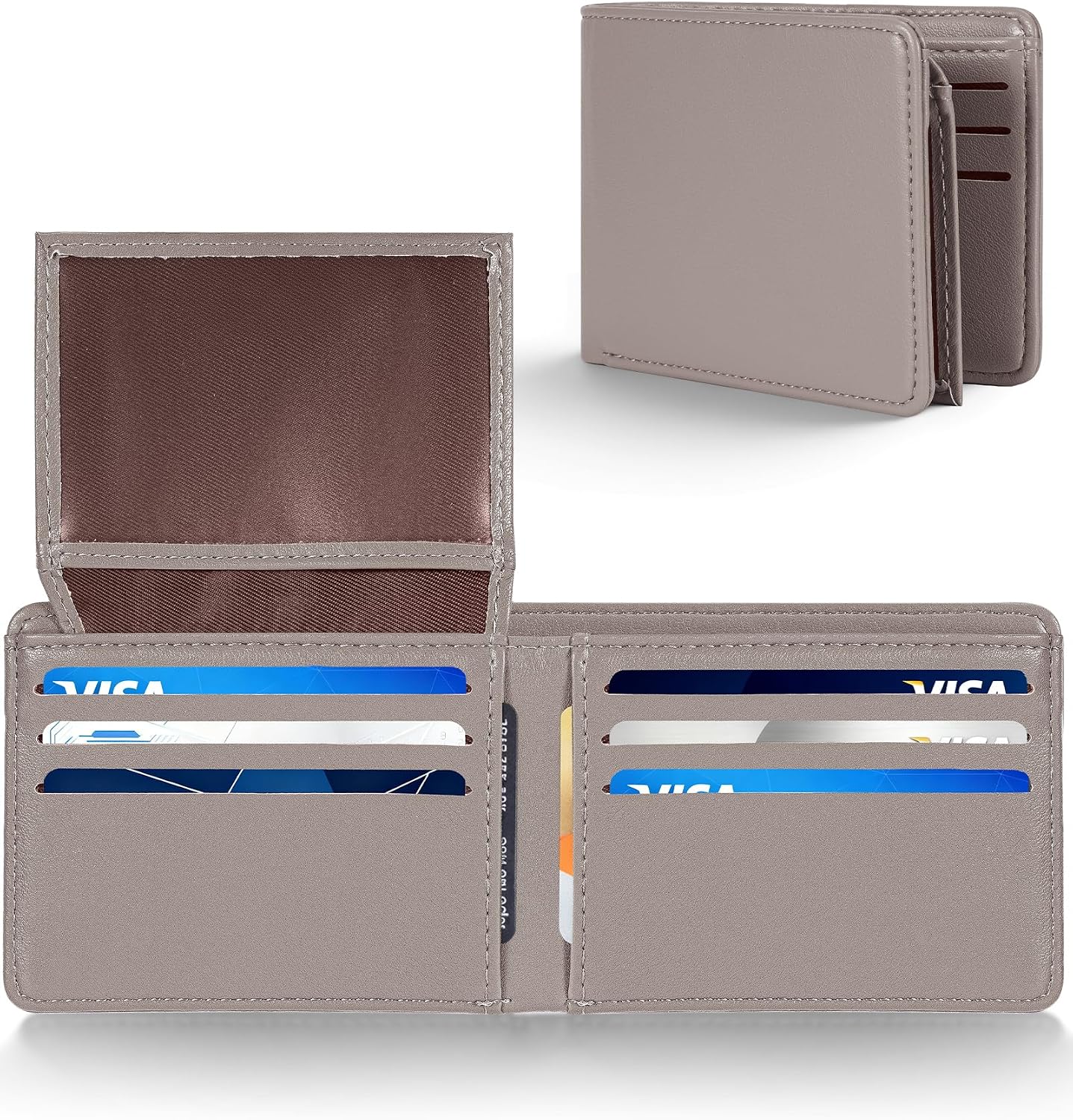 BILLETERA PARA HOMBRE GNDR BIFOLD GRIS CON BLOQUEO RFID Y DISEÑO SLIM - 1
