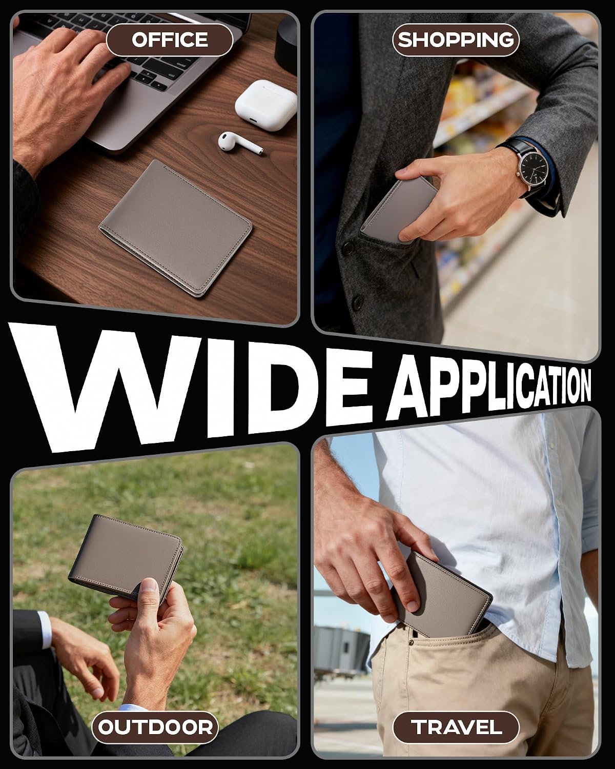 BILLETERA PARA HOMBRE GNDR BIFOLD GRIS CON BLOQUEO RFID Y DISEÑO SLIM - 5