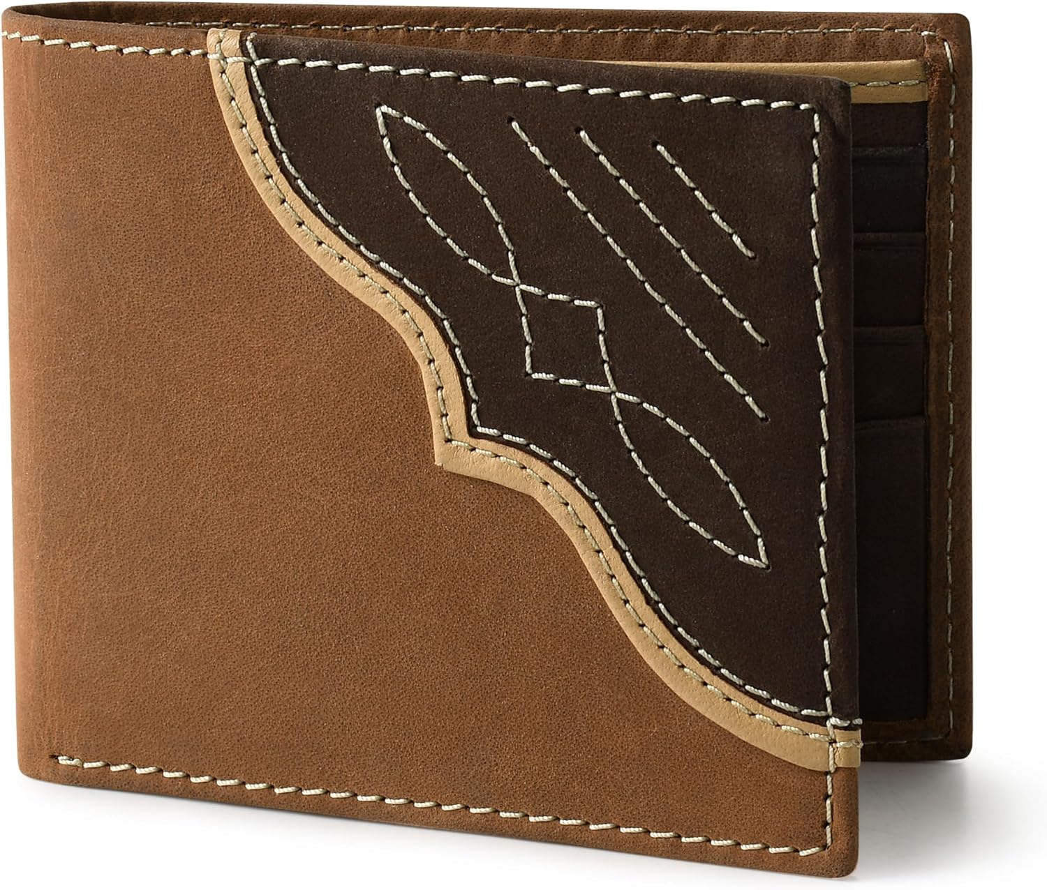 BILLETERA BIFOLD PARA HOMBRE WRANGLER CON VENTANA PARA ID, CUERO GENUINO Y BLOQUEO RFID - 1