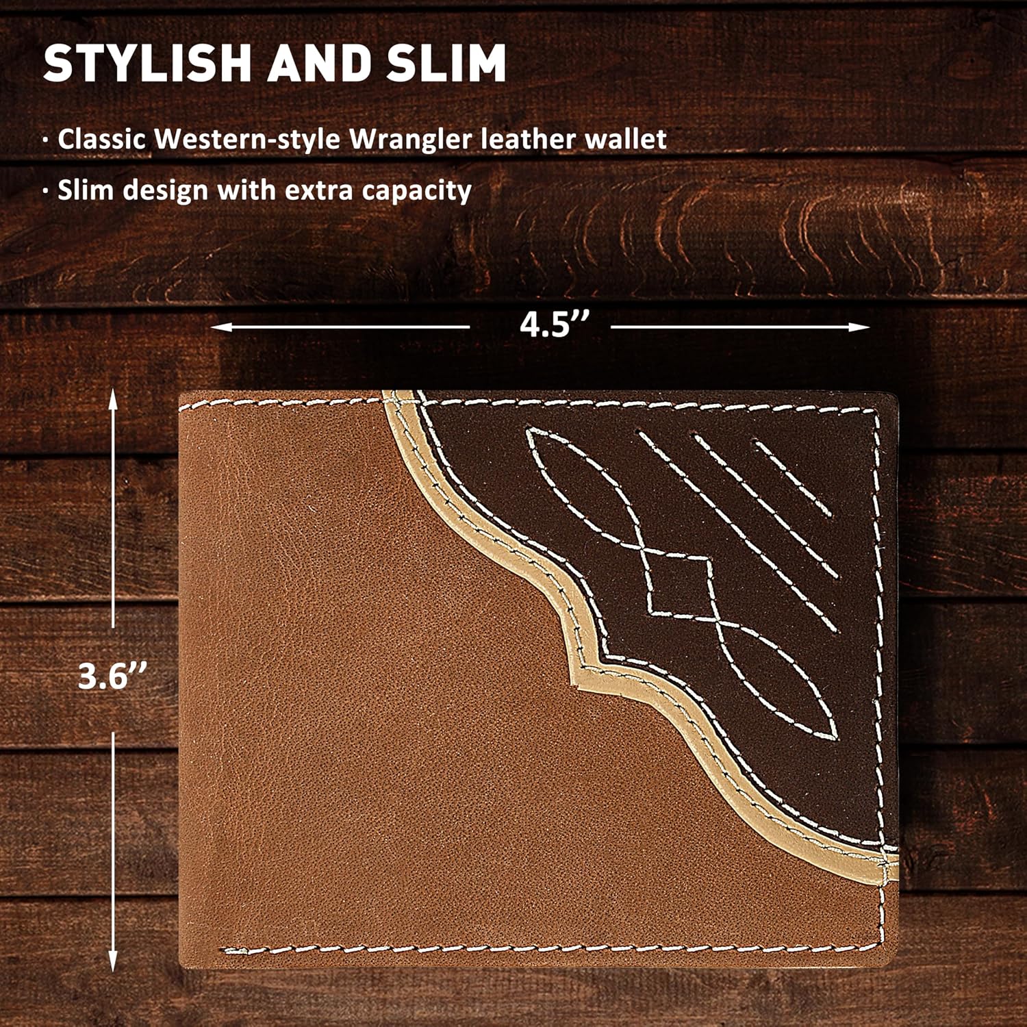 BILLETERA BIFOLD PARA HOMBRE WRANGLER CON VENTANA PARA ID, CUERO GENUINO Y BLOQUEO RFID - 4