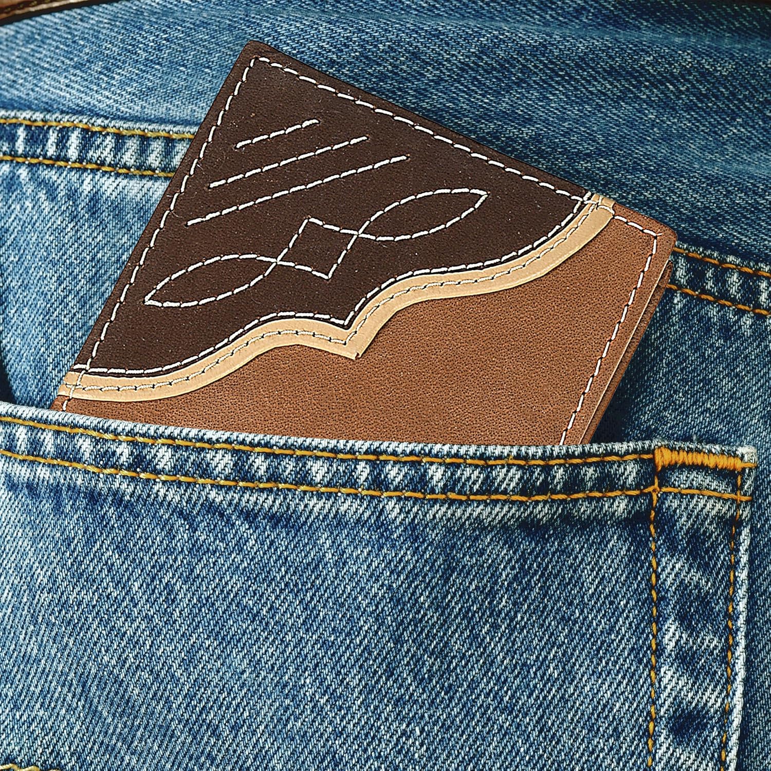 BILLETERA BIFOLD PARA HOMBRE WRANGLER CON VENTANA PARA ID, CUERO GENUINO Y BLOQUEO RFID - 5