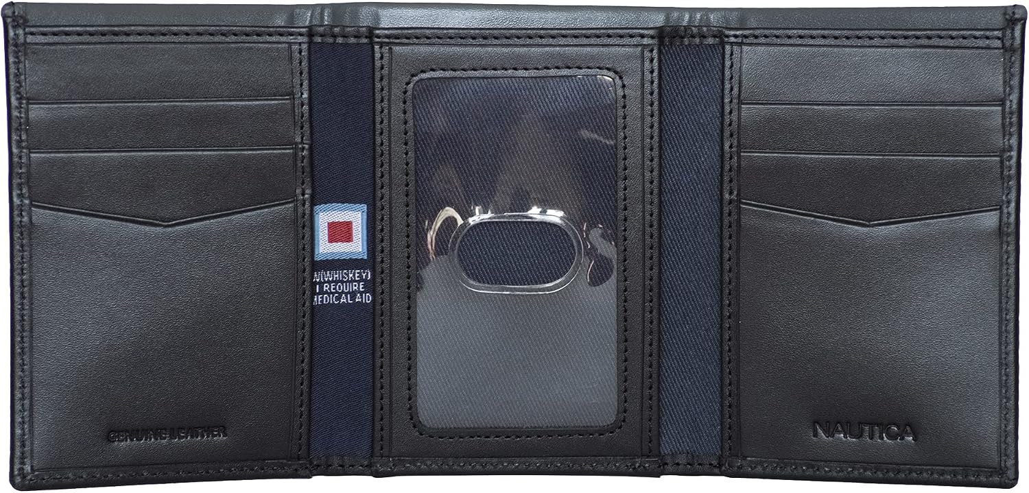 BILLETERA TRIFOLD PARA HOMBRE NAUTICA CON PROTECCIÓN RFID CUERO GENUINO - 2