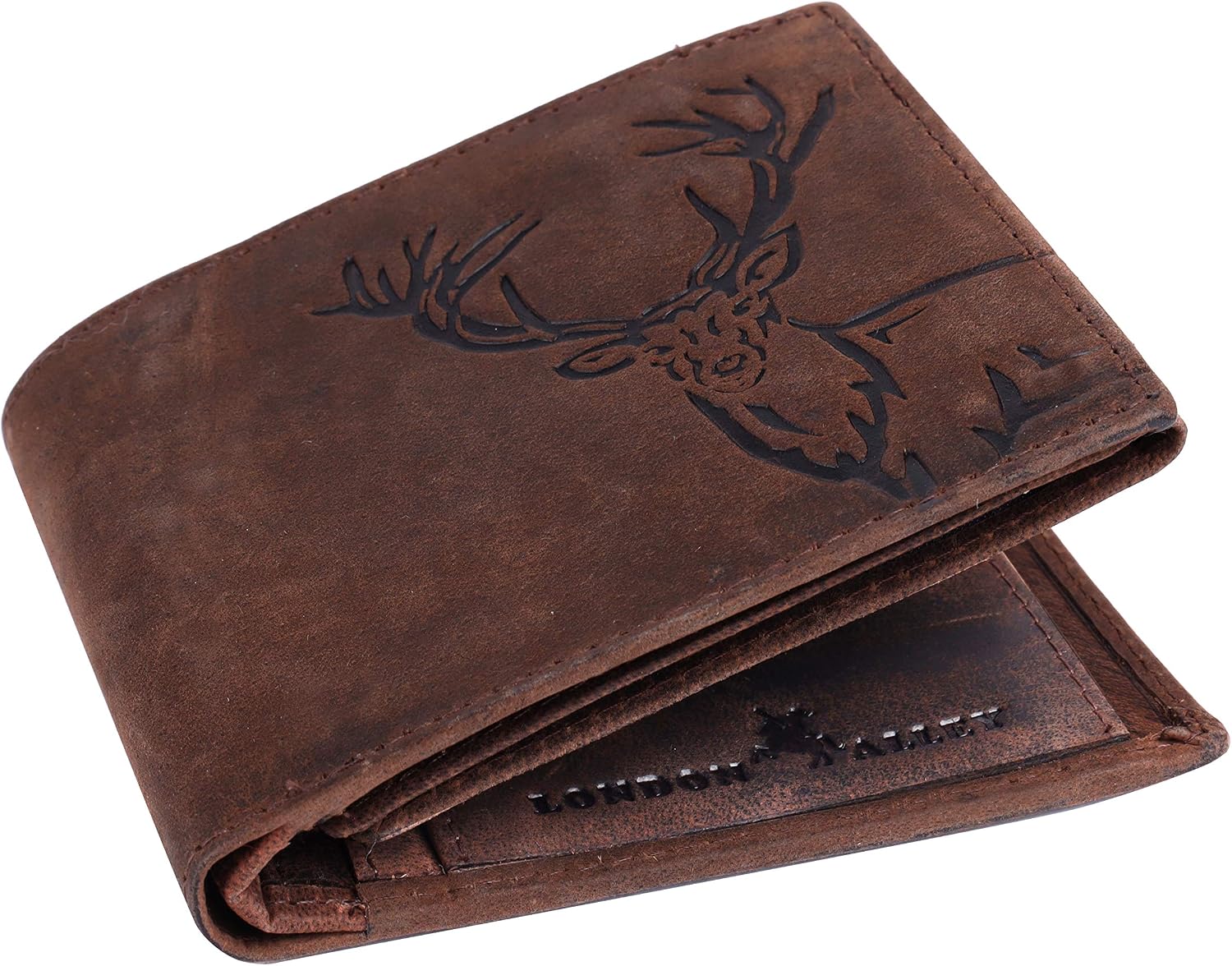 BILLETERA PARA HOMBRE LONDON ALLEY ELK VINTAGE MARRÓN CON PROTECCIÓN RFID Y BOLSILLO PARA MONEDAS - 2