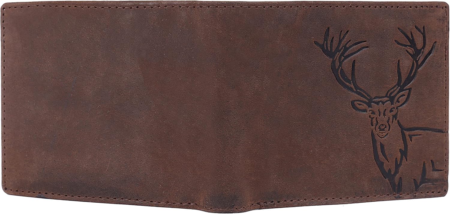 BILLETERA LONDON ALLEY ELK VINTAGE MARRÓN PARA HOMBRE, 6 RANURAS PARA TARJETAS, BLOQUEO RFID - 4