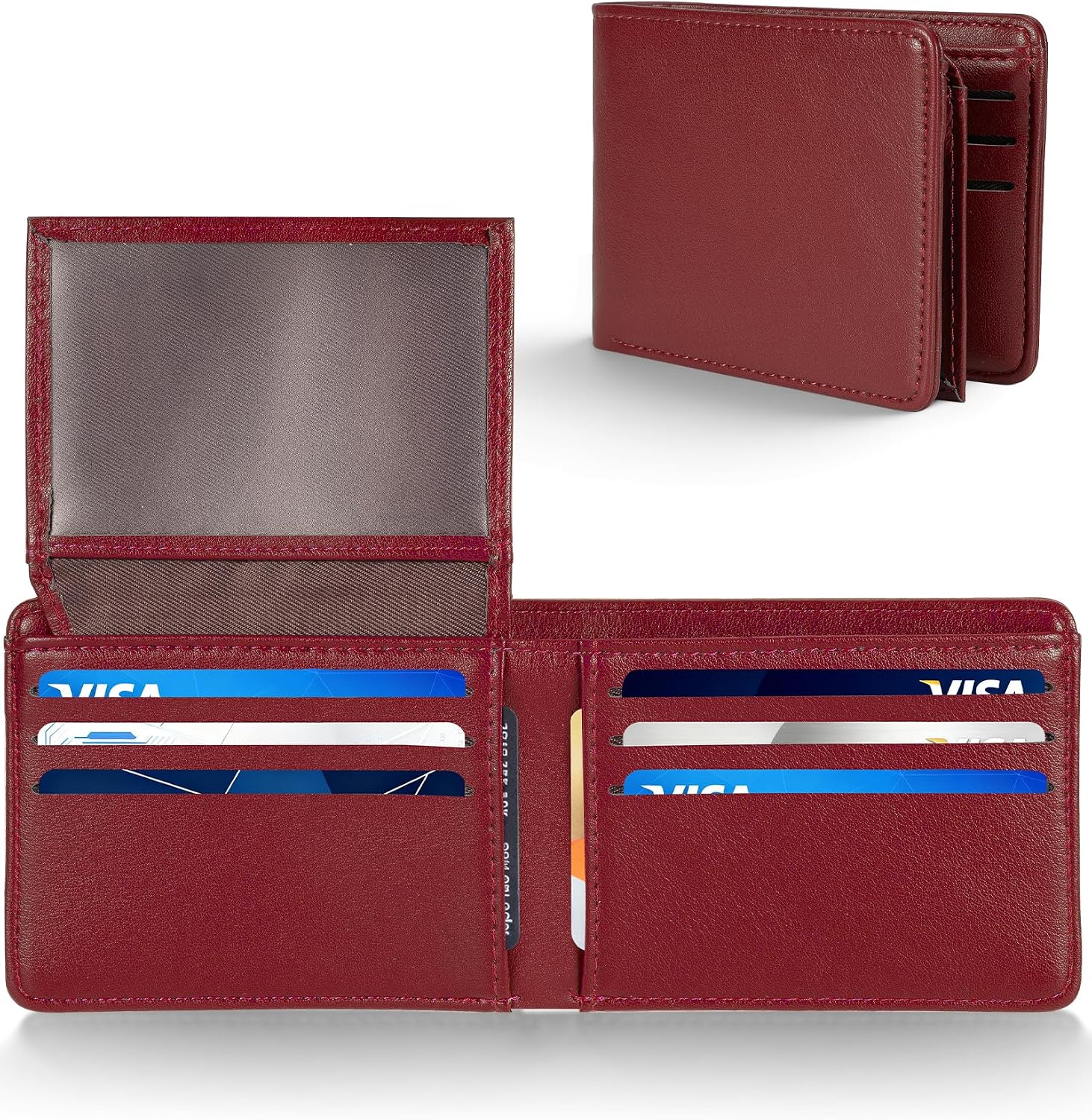 BILLETERA PARA HOMBRE GNDR BIFOLD ROJA CON BLOQUEO RFID Y DISEÑO SLIM - 1