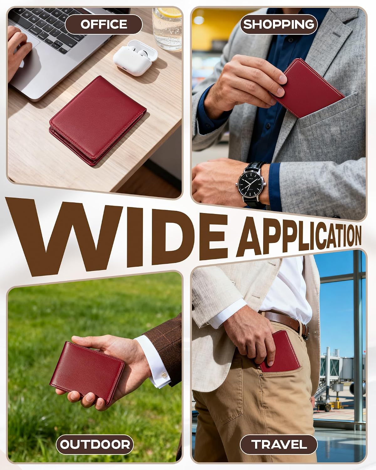 BILLETERA PARA HOMBRE GNDR BIFOLD ROJA CON BLOQUEO RFID Y DISEÑO SLIM - 5