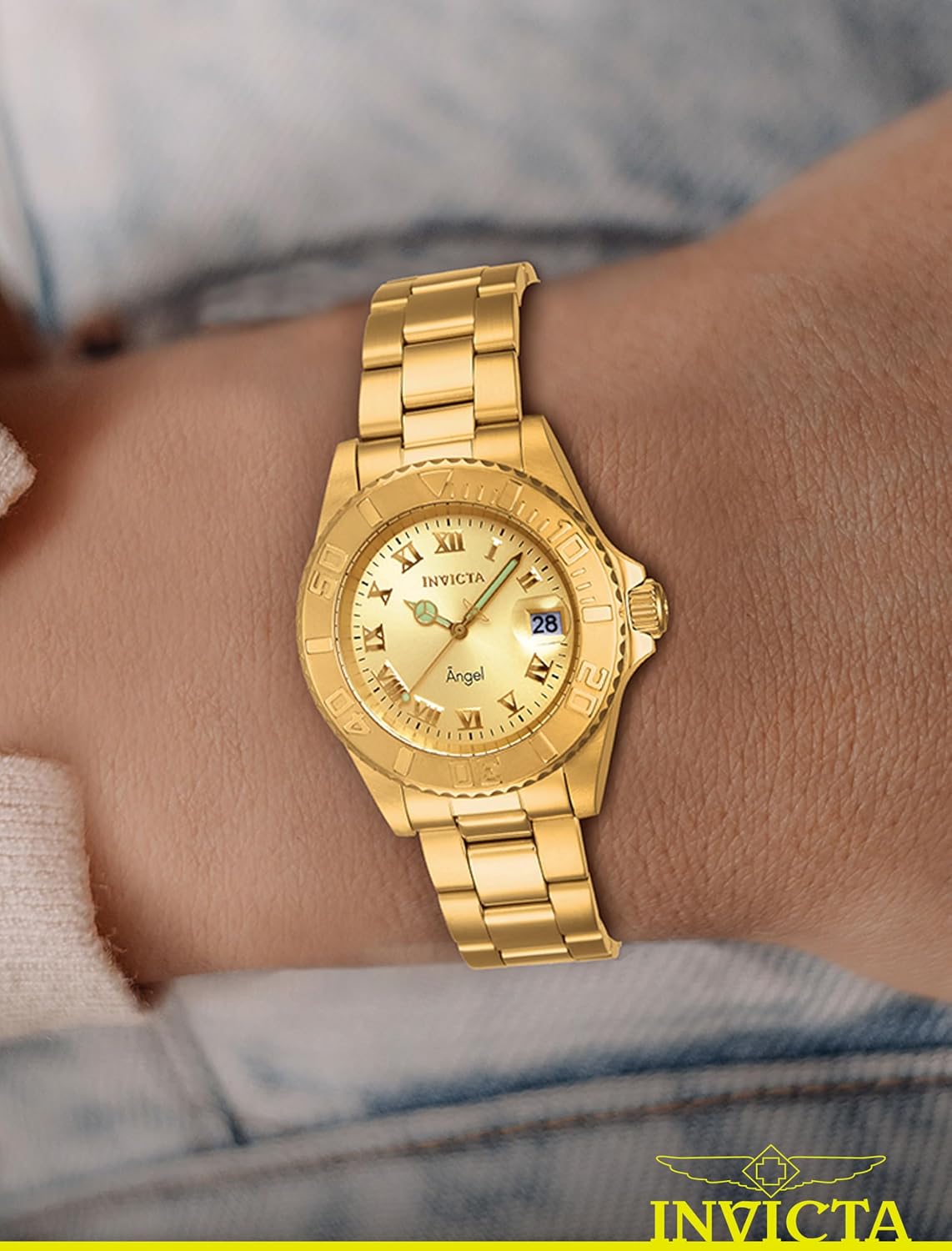 RELOJ DE PULSERA INVICTA ANGEL 40MM ACERO INOXIDABLE TONO DORADO Y ROSA PARA MUJER - 2