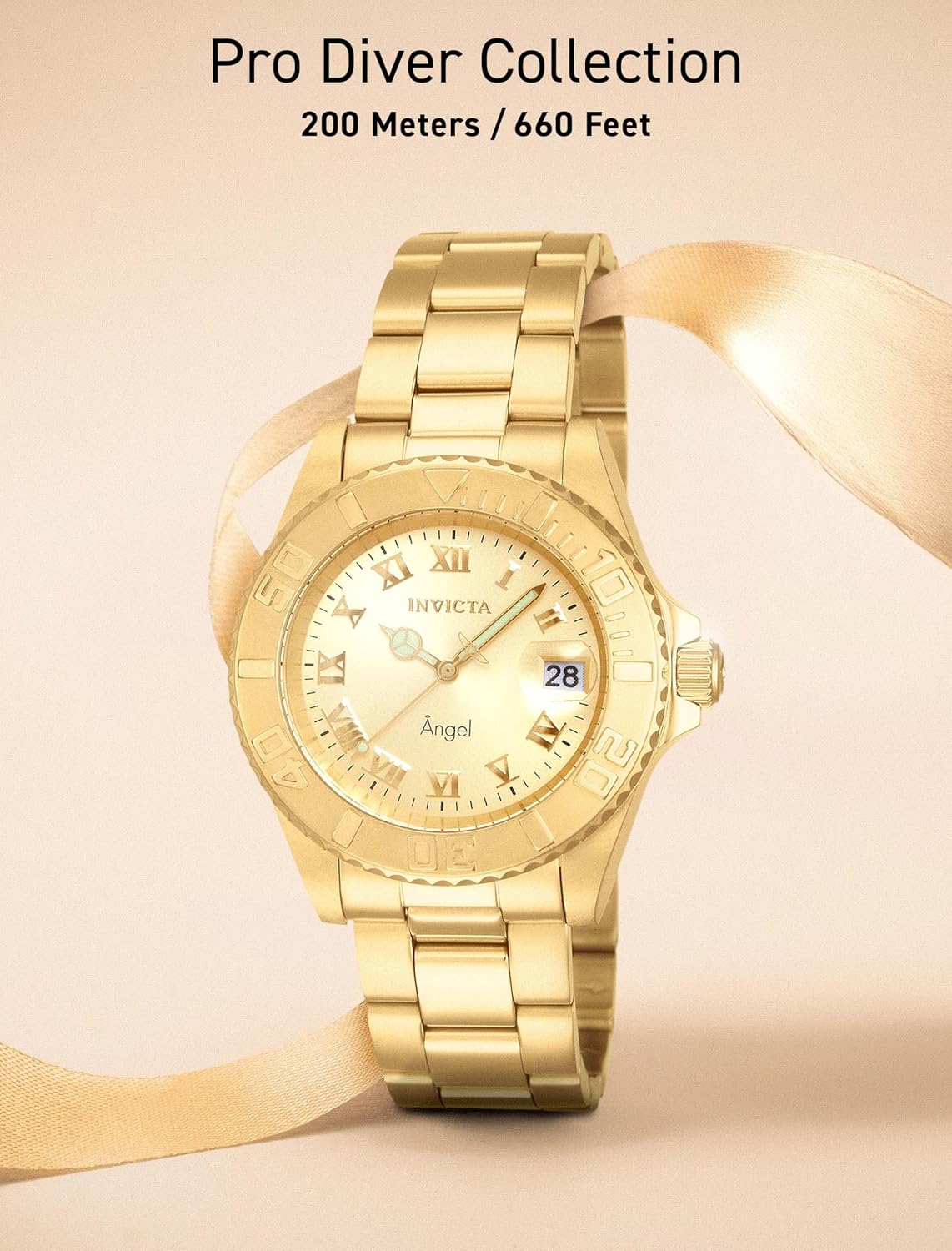 RELOJ DE PULSERA INVICTA ANGEL 40MM ACERO INOXIDABLE TONO DORADO Y ROSA PARA MUJER - 5
