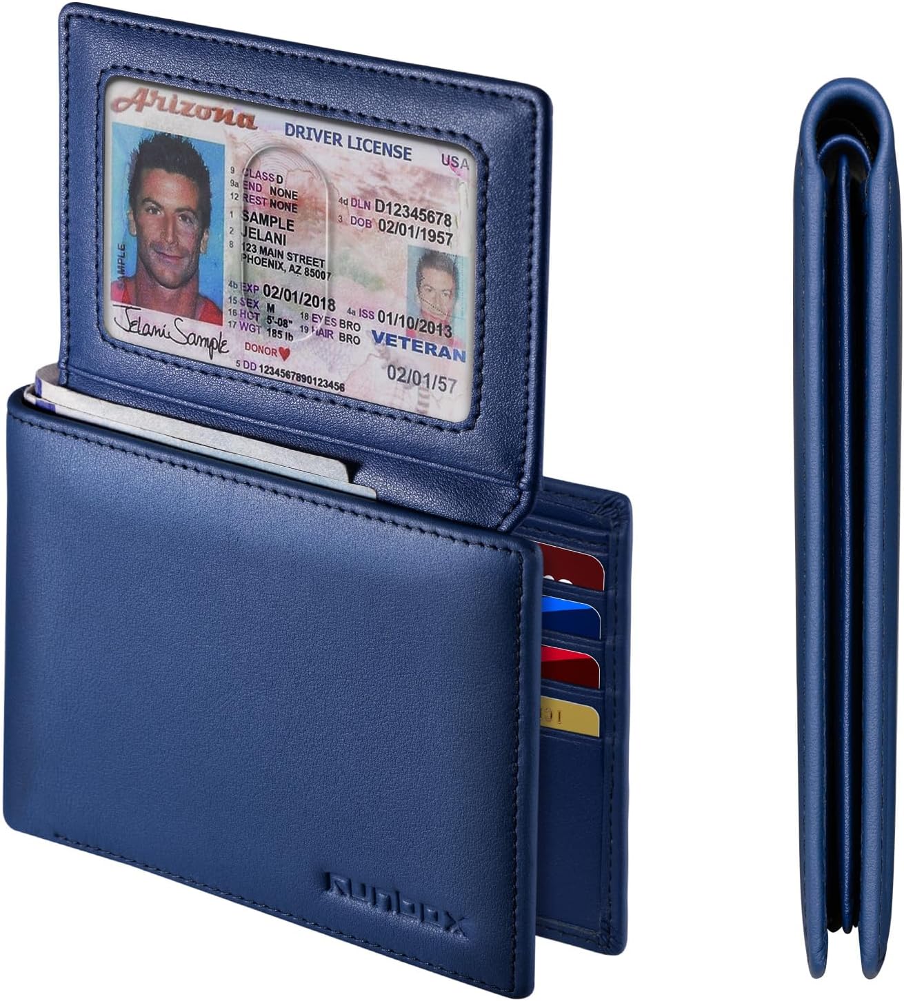 BILLETERA PARA HOMBRE RUNBOX DE CUERO CON BLOQUEO RFID BIFOLD PARA BOLSILLO FRONTAL - 1
