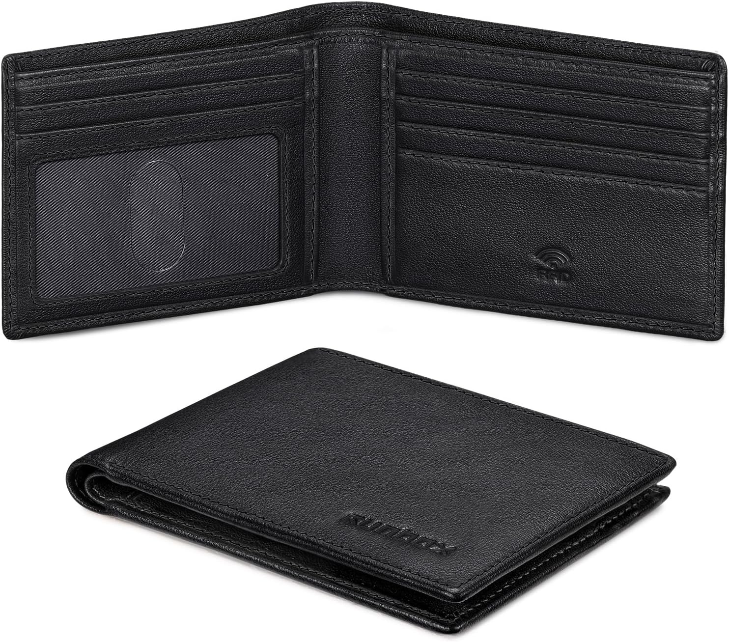 BILLETERA PARA HOMBRE RUNBOX SLIM BIFOLD DE CUERO CON BLOQUEO RFID - 1