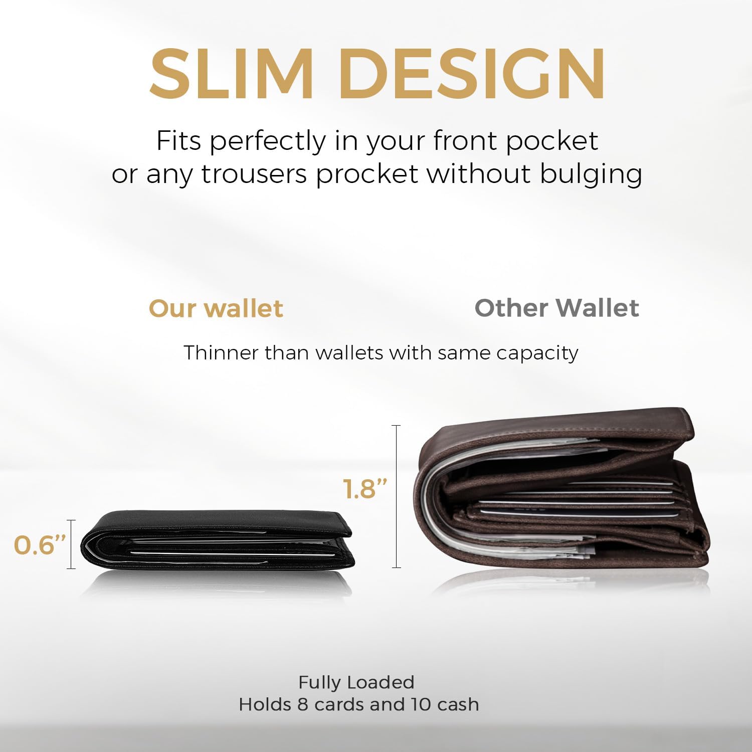 BILLETERA PARA HOMBRE RUNBOX SLIM BIFOLD DE CUERO CON BLOQUEO RFID - 2