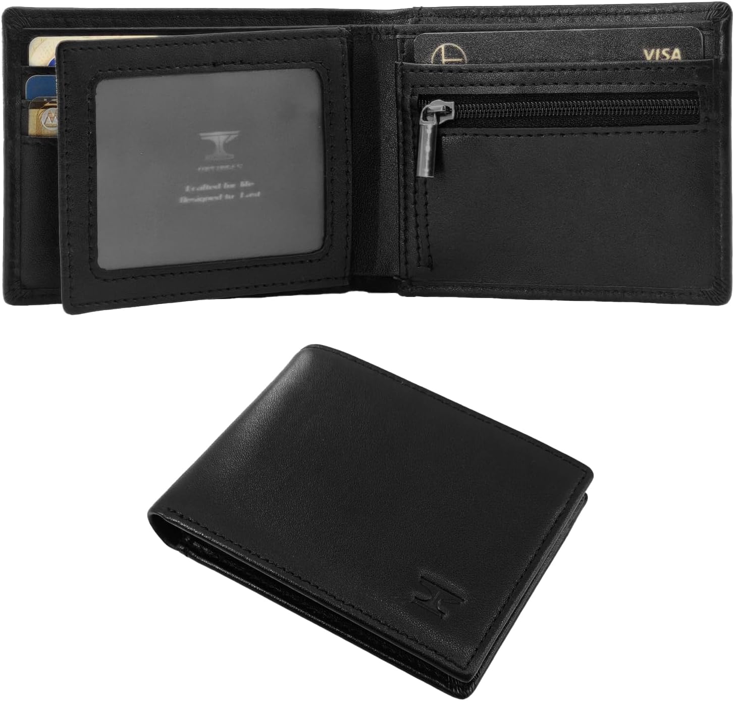 BILLETERA PARA HOMBRE TOPFORGES DE CUERO CON RFID Y CIERRE NEGRO - 1